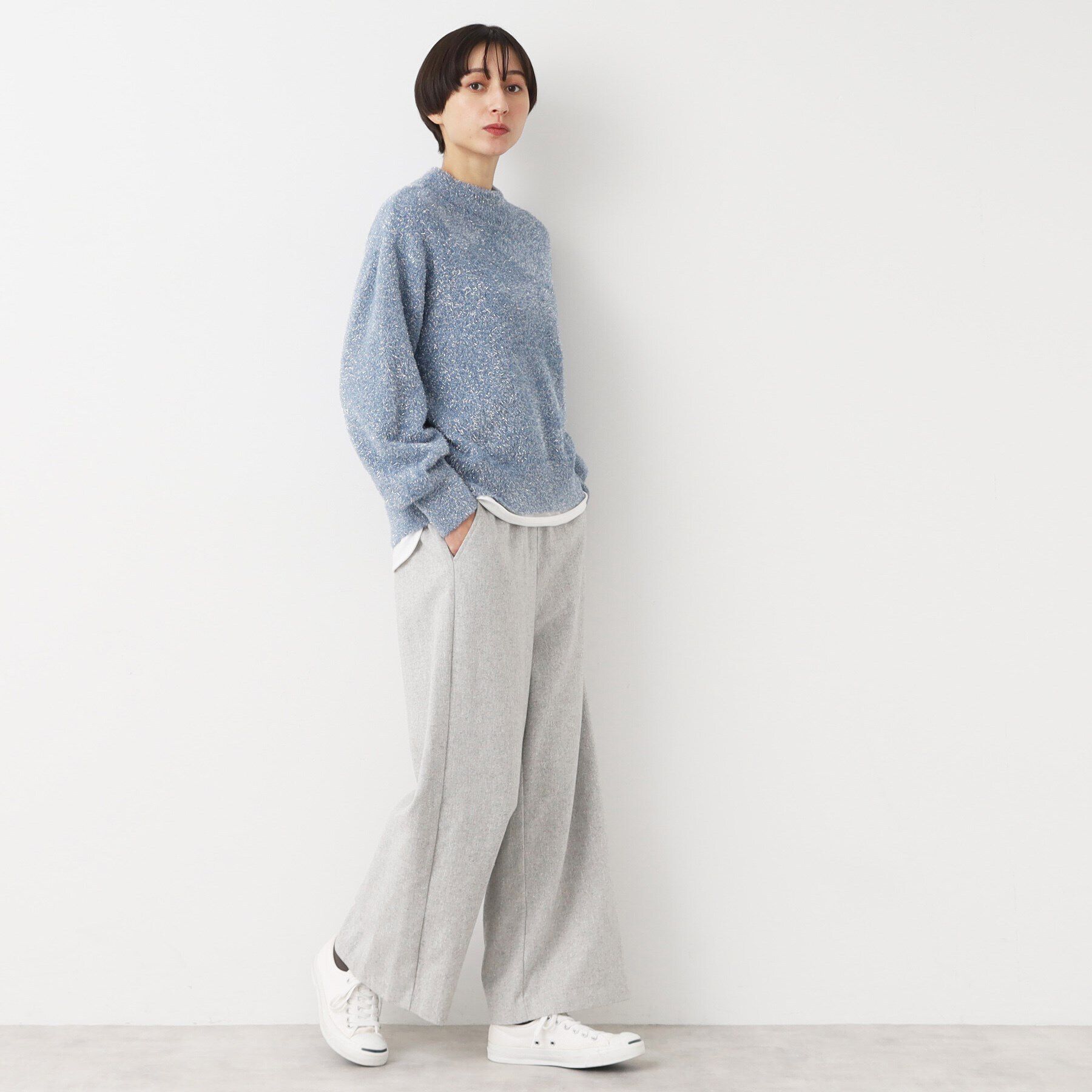 Dessin「【洗える】ハイネックラメフェザーニット（XS～L）」|ニット・セーター|