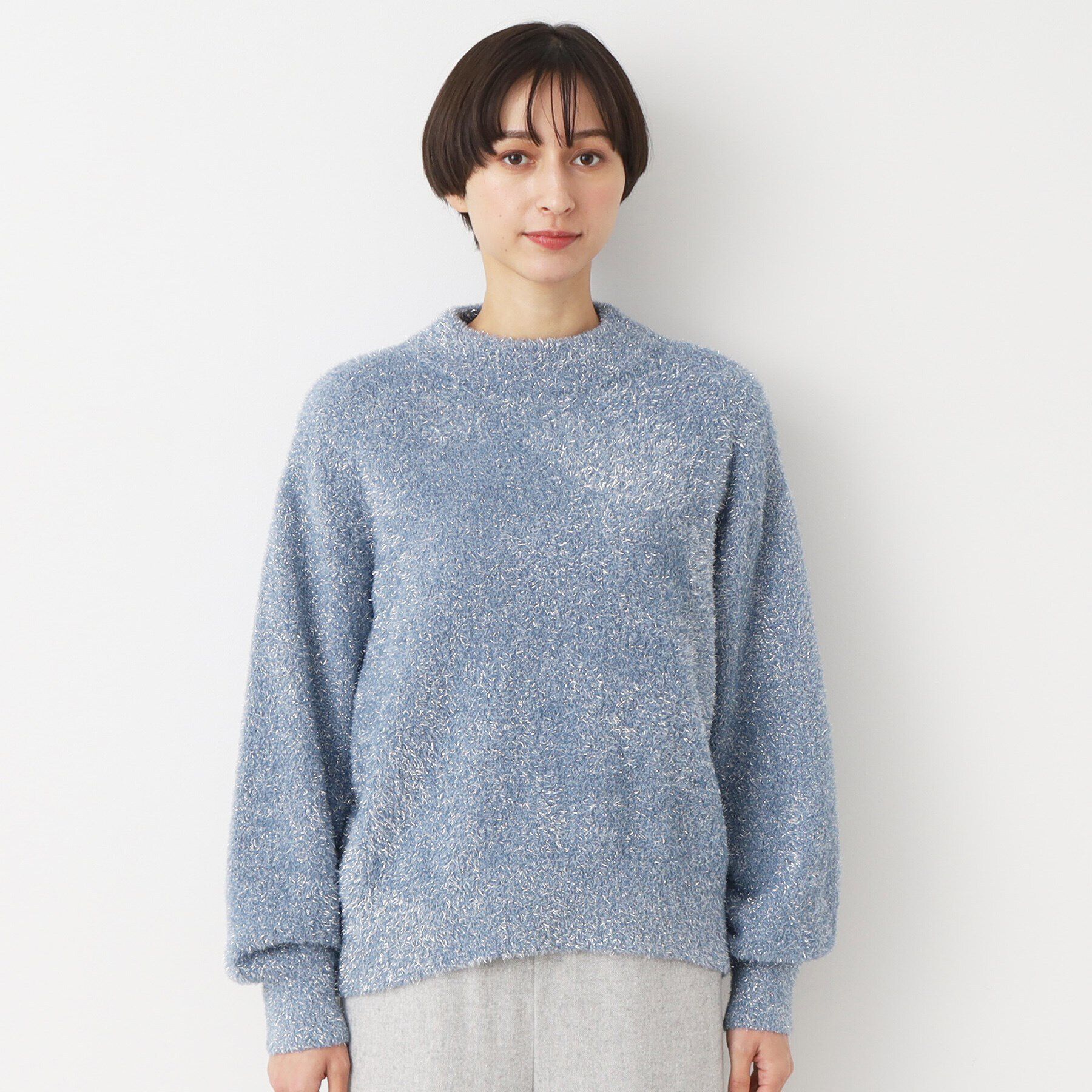 Dessin「【洗える】ハイネックラメフェザーニット（XS～L）」|ニット・セーター|