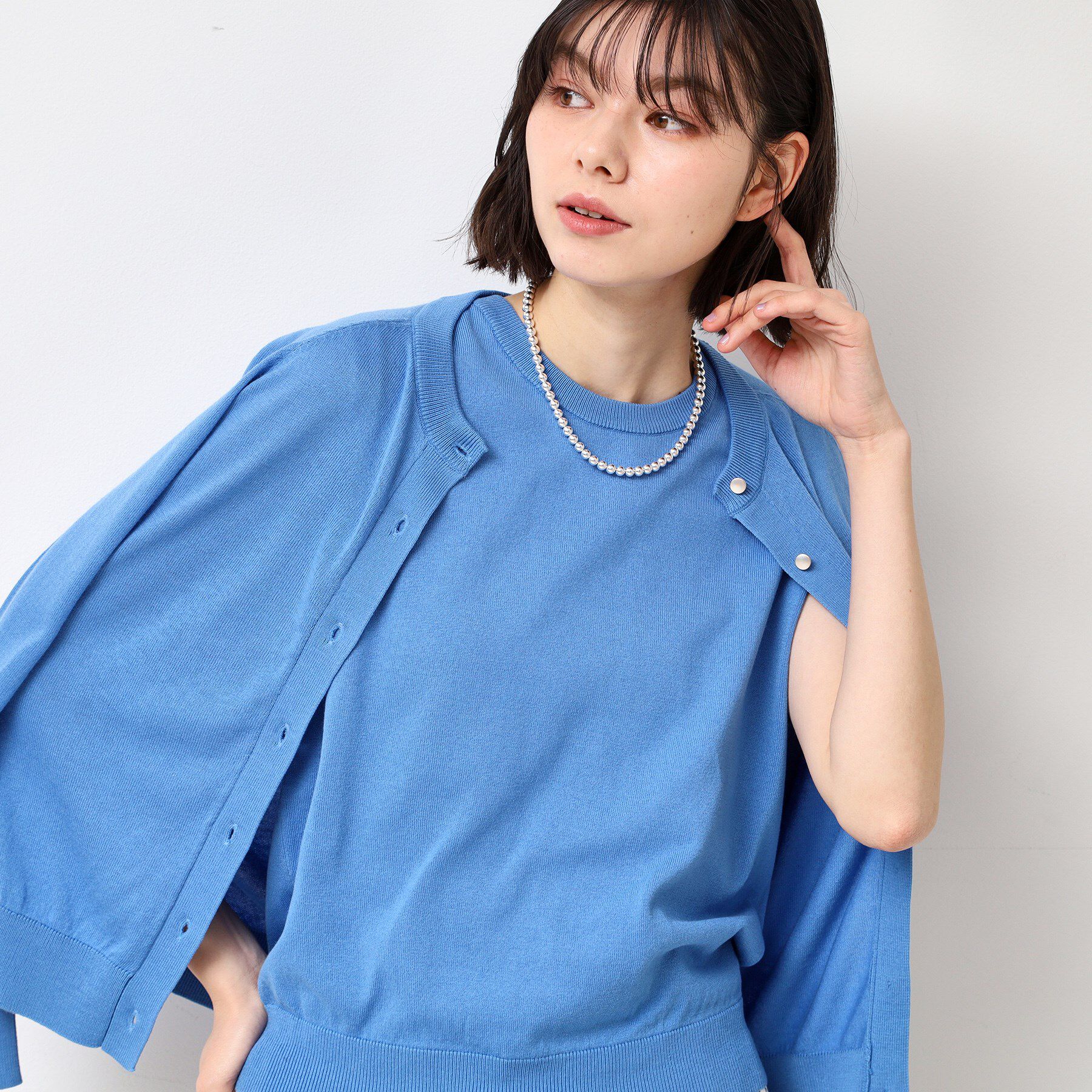 Dessin「【洗える・2点セット】アンサンブルニット（S～L）」|カーディガン|ブルー(092)