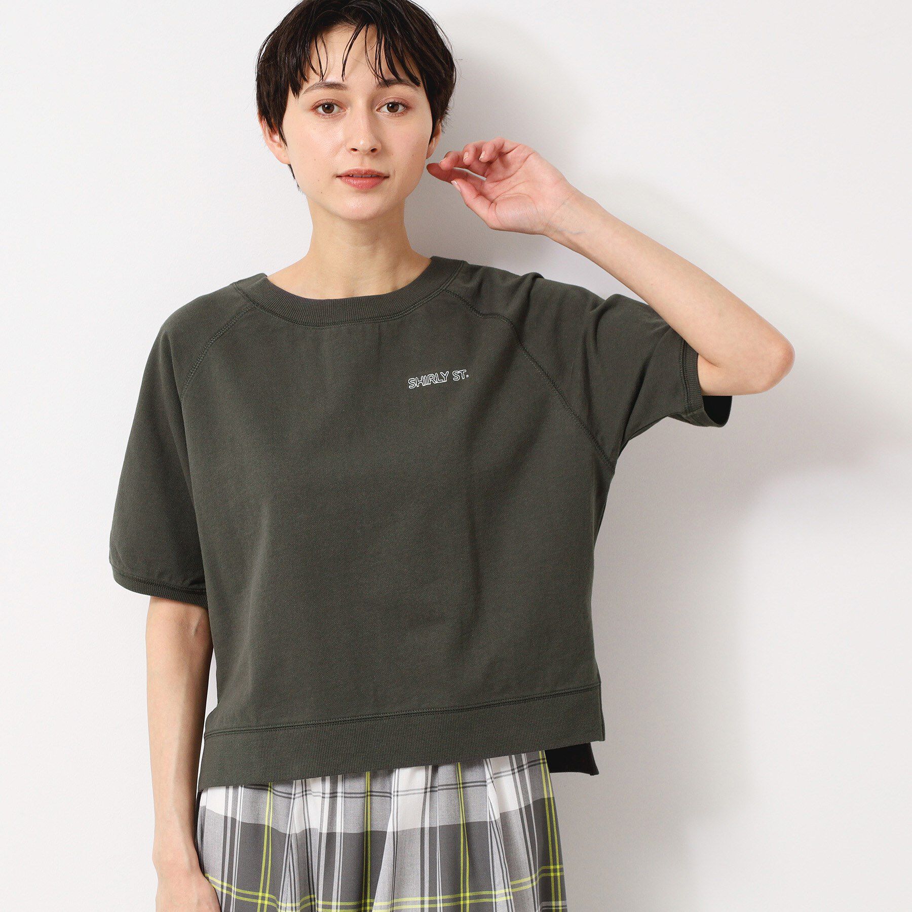 Dessin「【洗える】クロップド丈ポイントロゴ入りカットソー（S～L）」|Tシャツ・カットソー|