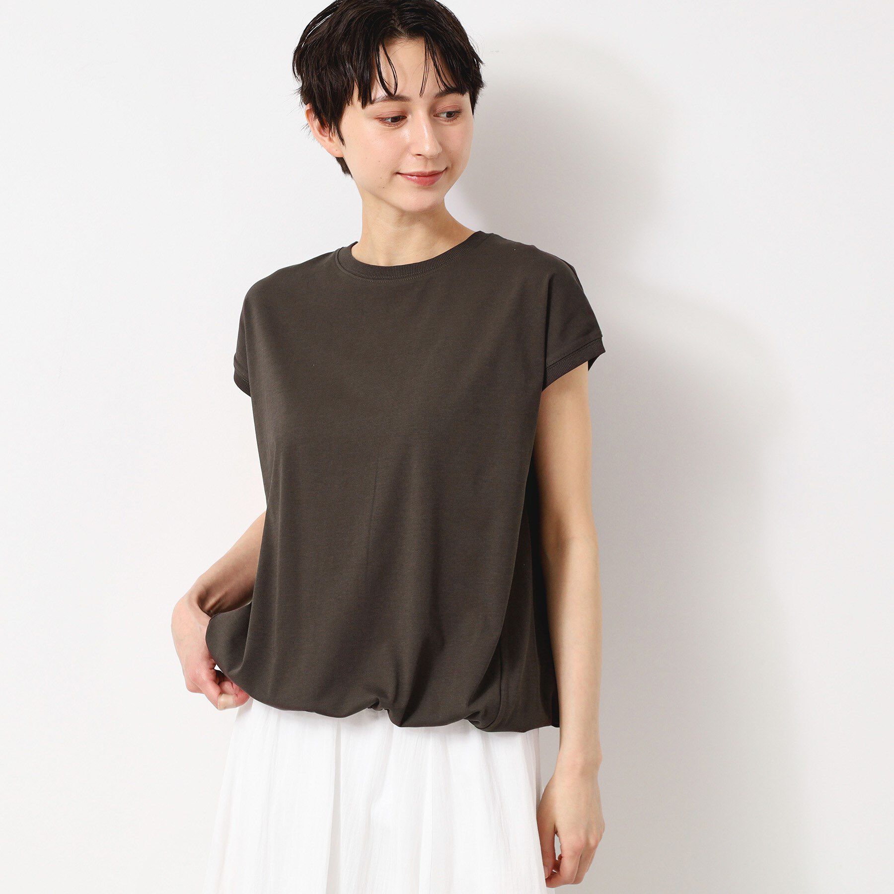 Dessin「【洗える・UV】ドローコード付きフレンチスリーブカットソー」|Tシャツ・カットソー|