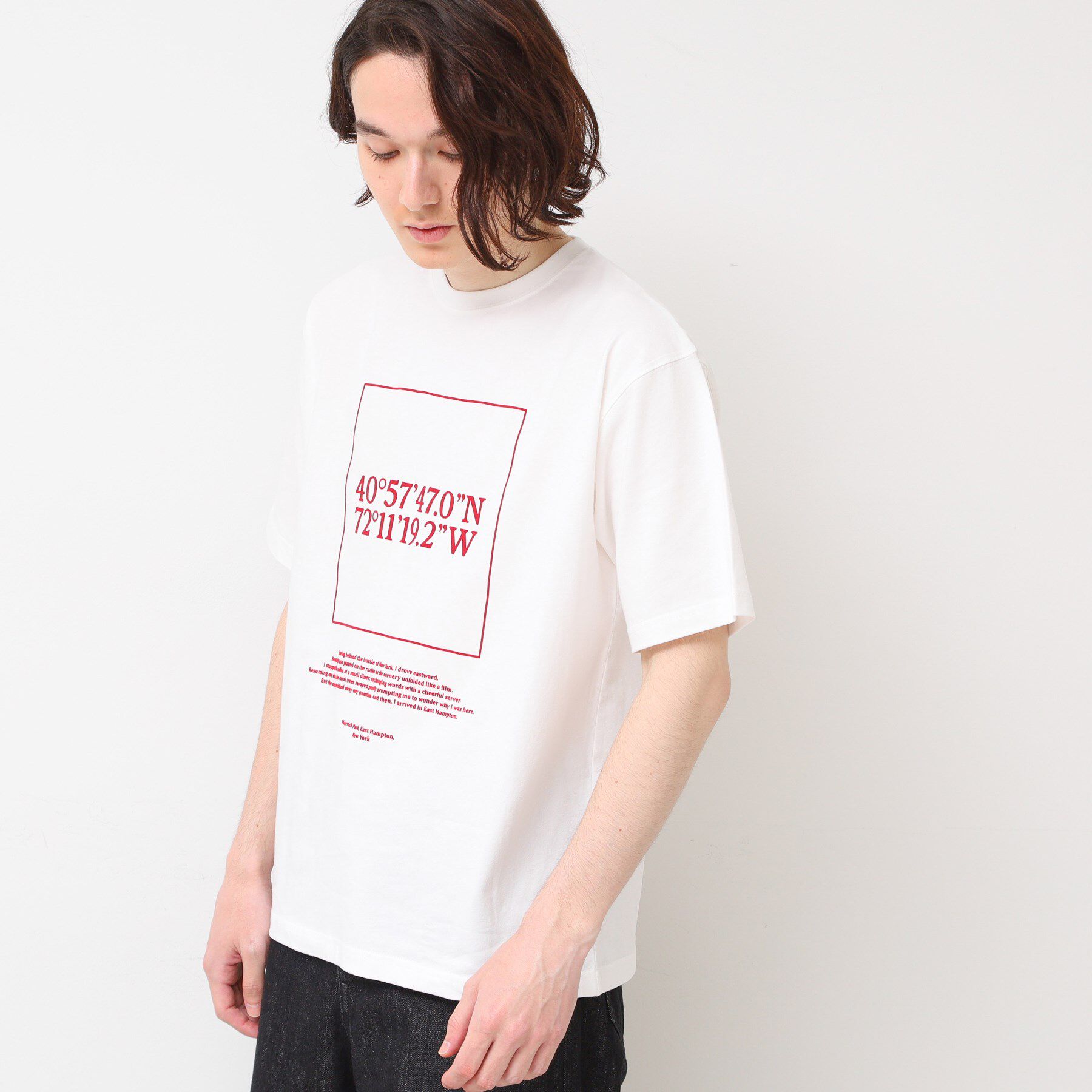 Dessin「【ユニセックス・洗える】座標プリントTシャツ」|Tシャツ・カットソー|ホワイト(001)