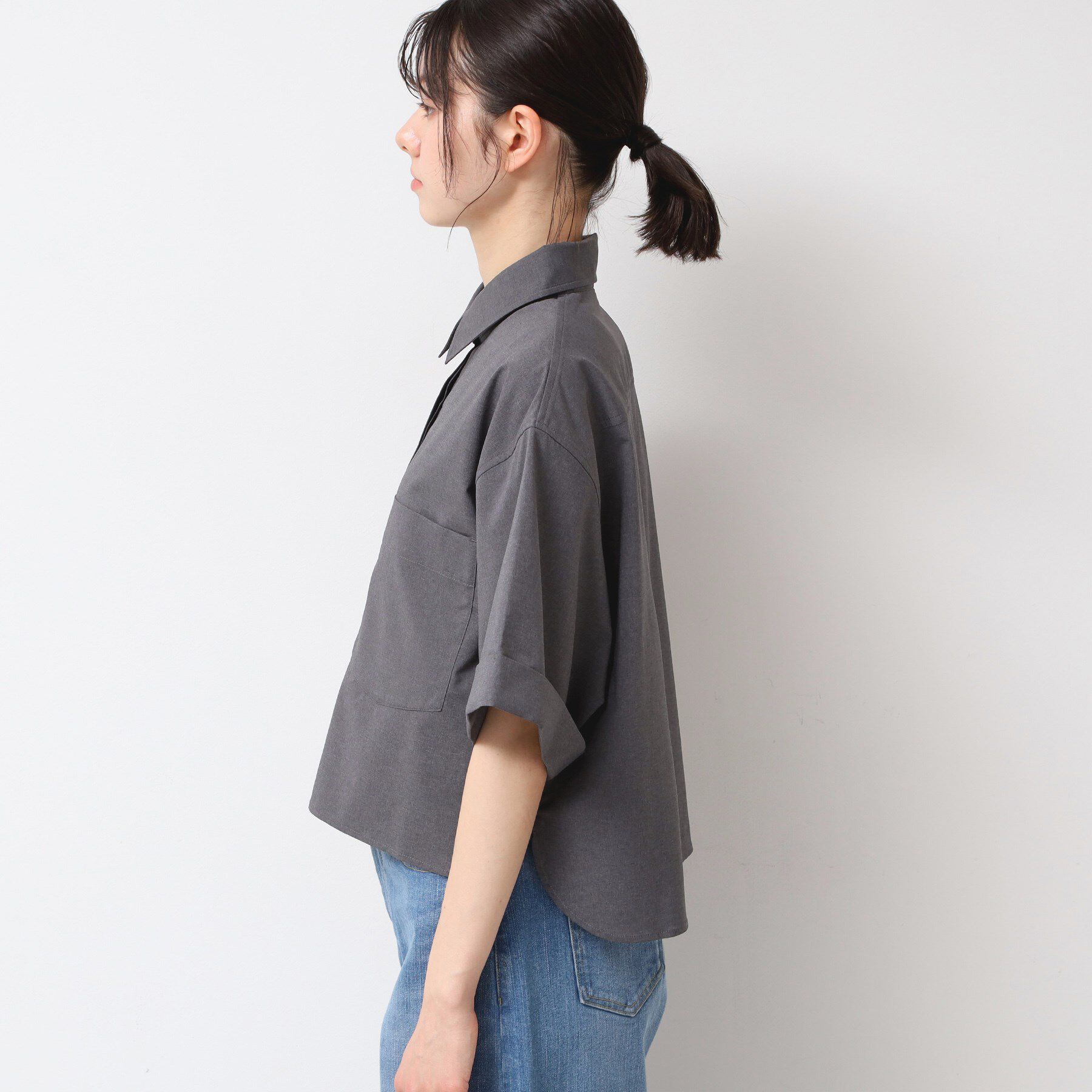 Dessin「【撥水・セットアップ可能・洗える】ナイロンクロップド丈シャツ」|シャツ・ブラウス|