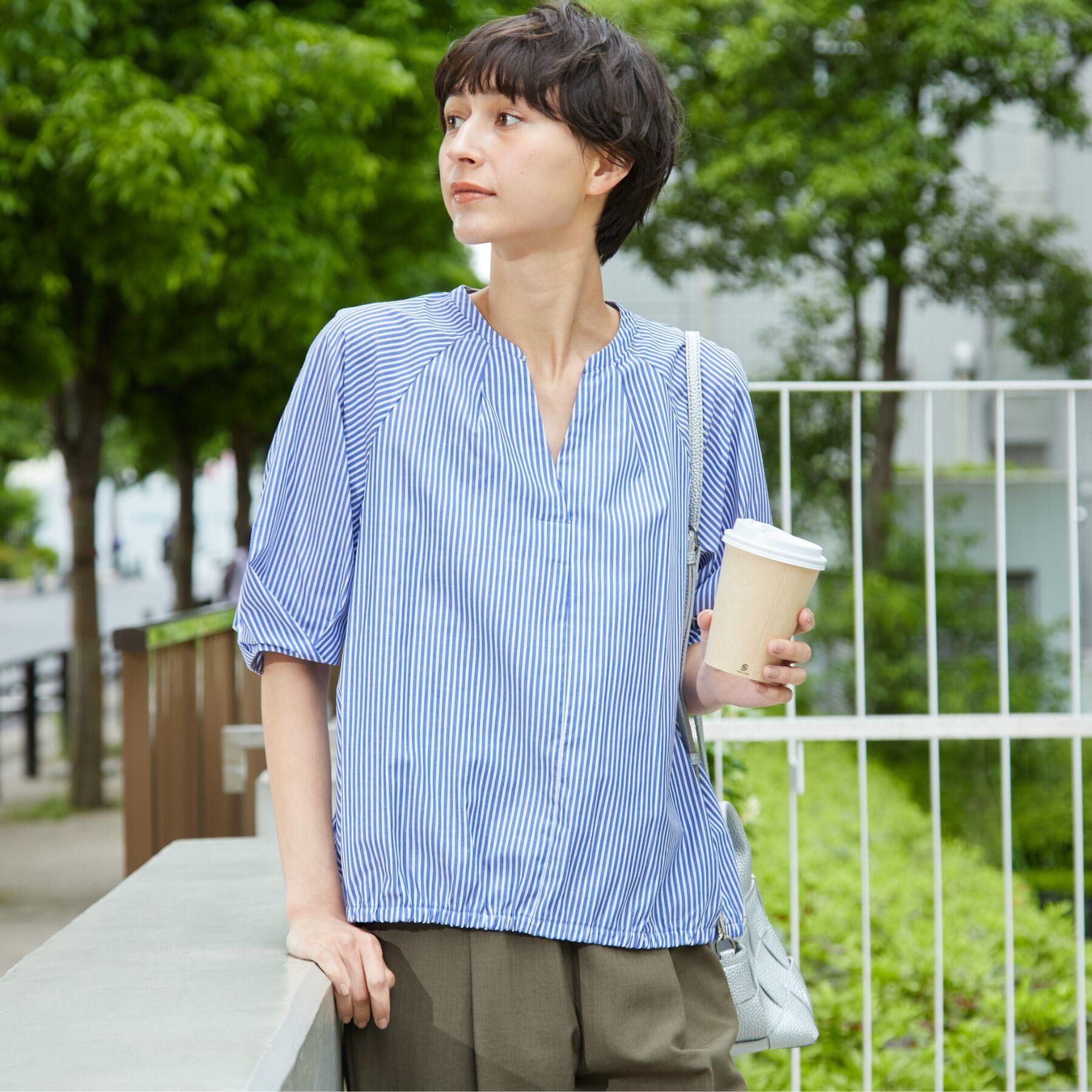 Dessin「【洗える・4サイズ展開】パフスリーブ五分袖ブラウス（XS～L）」|シャツ・ブラウス|