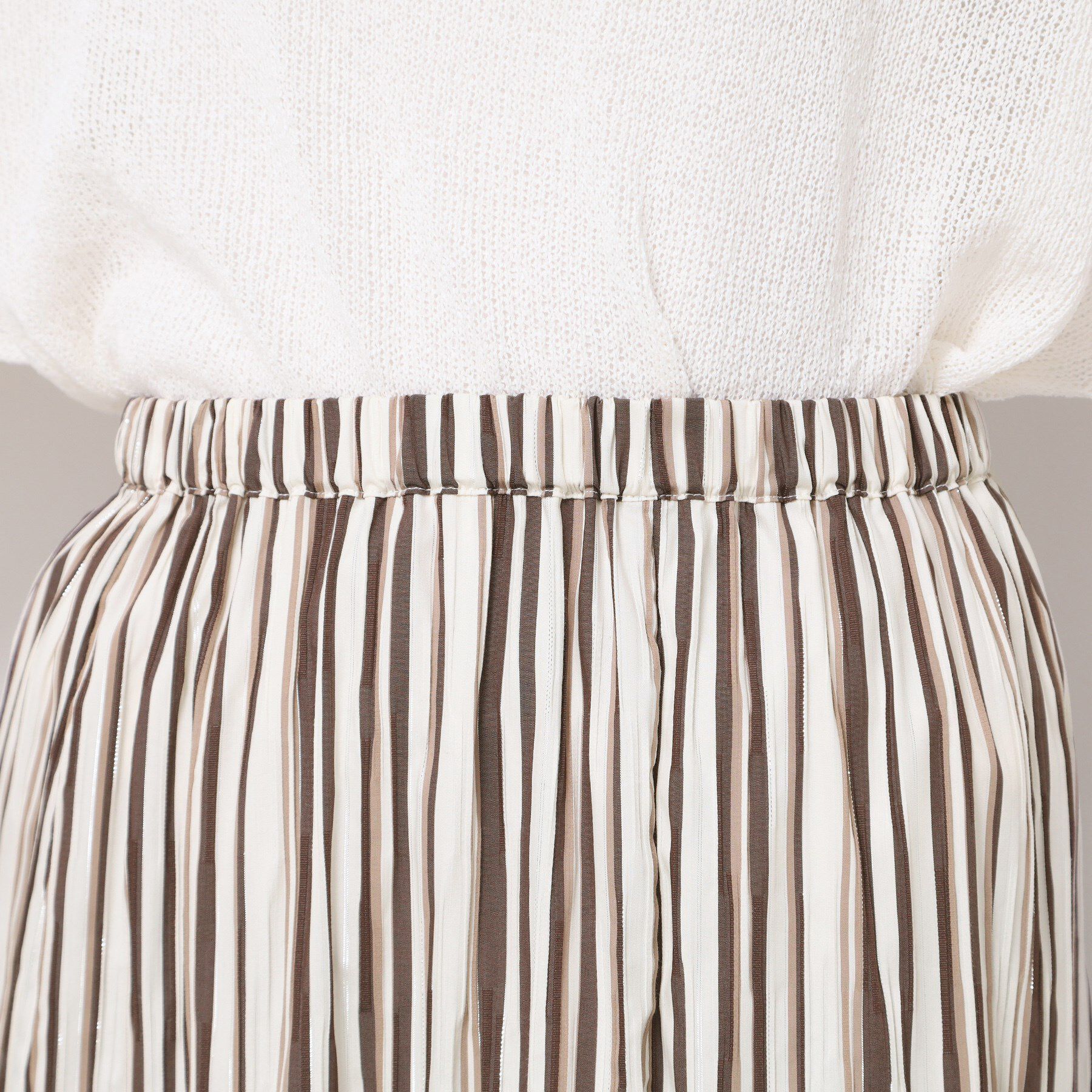 Dessin「◆【ウエストゴム・洗える】ストライプ柄切り替えスカート」|スカート|