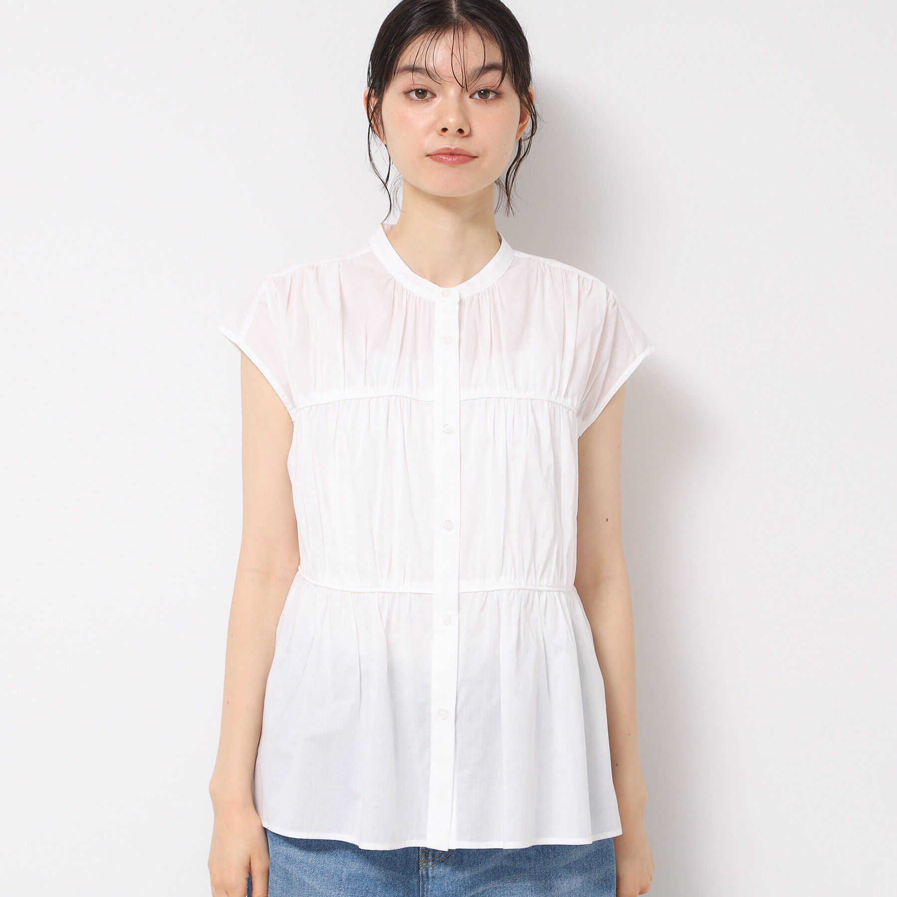 Dessin「【洗える】シャーリングペプラムブラウス」|シャツ・ブラウス|