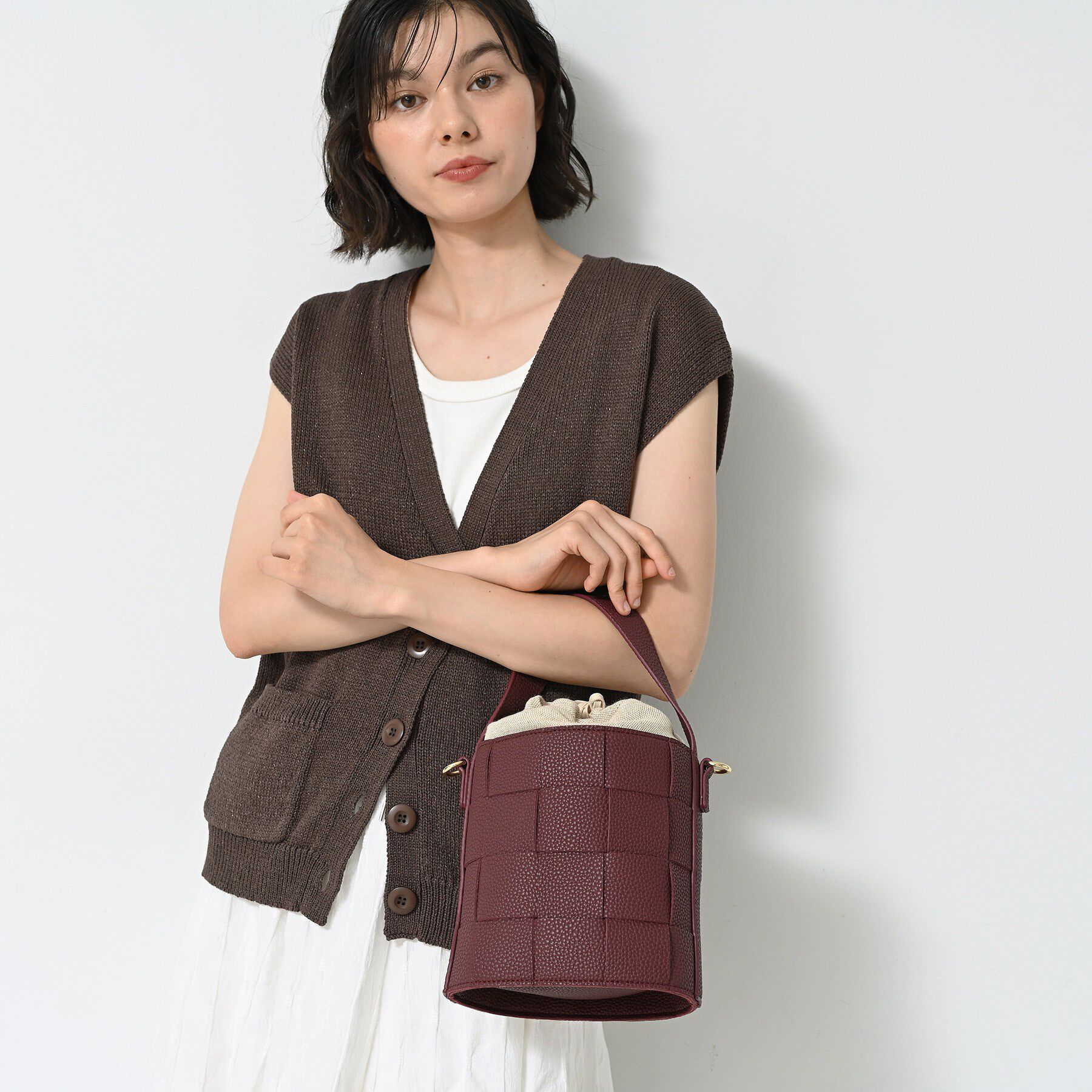 Dessin「【2WAY】メッシュバケツBAG」|ショルダー・メッセンジャー|ボルドー(064)