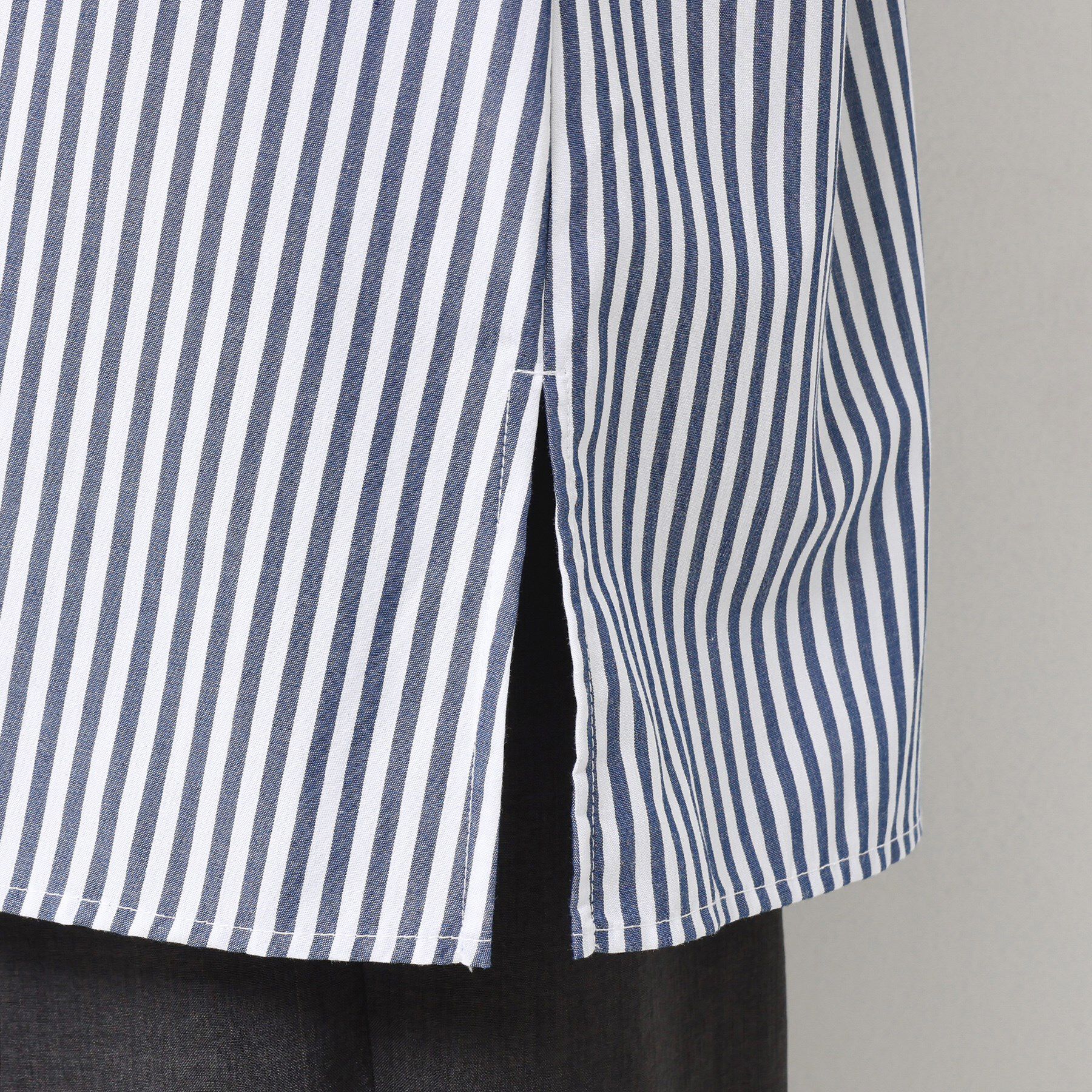 Dessin「【洗える】ストライプ柄フレンチスリーブスキッパ―ブラウス」|シャツ・ブラウス|