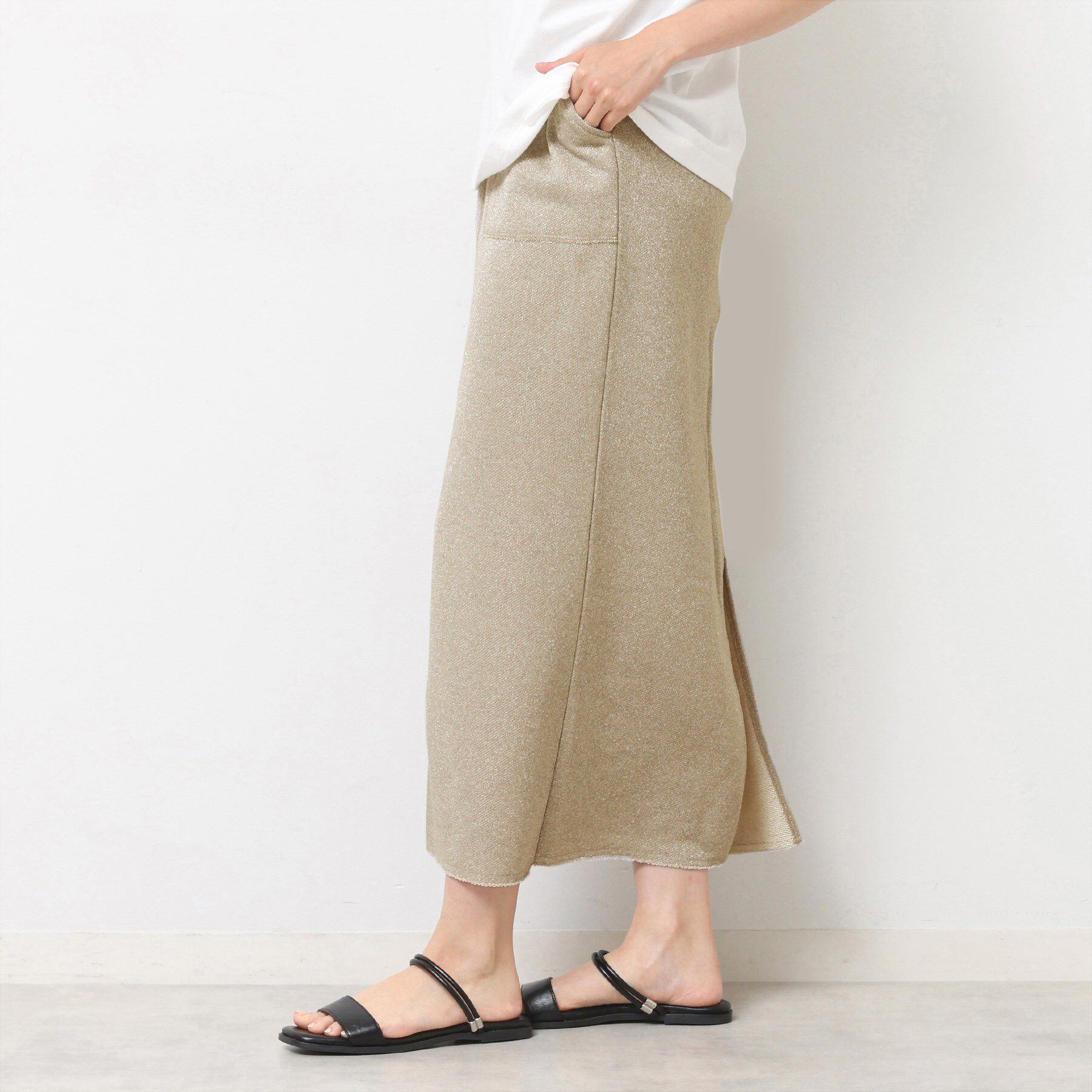 Dessin「【セットアップ可・洗える】ラメ裏毛ナロースカート」|スカート|