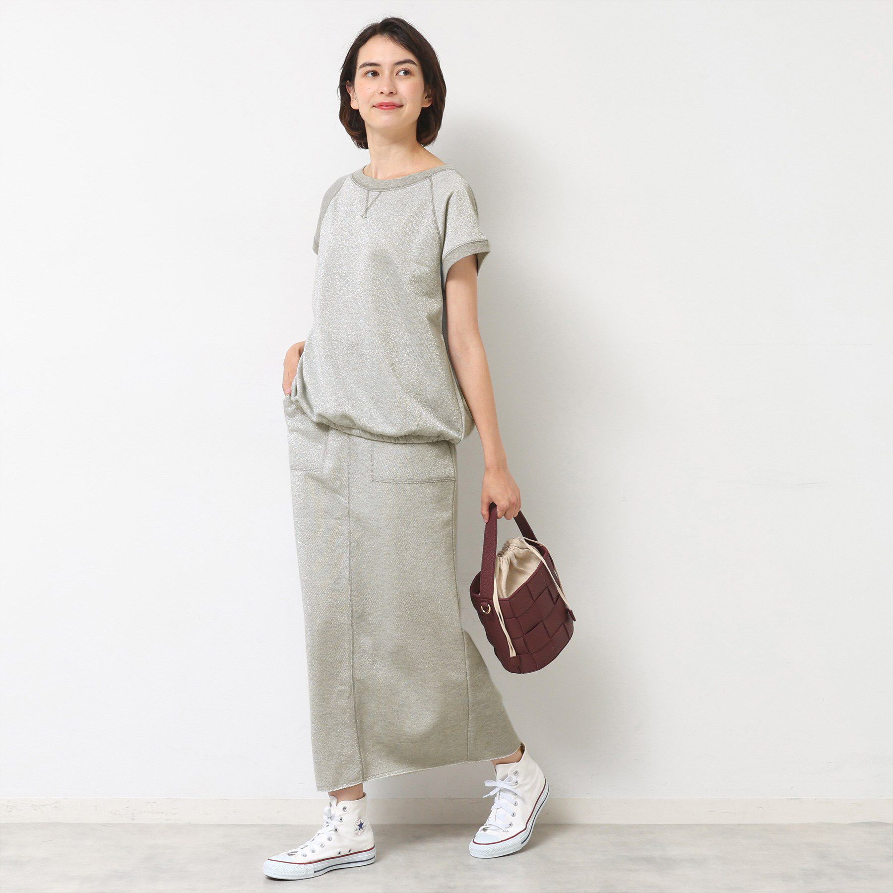 Dessin「【セットアップ可・洗える】ラメ裏毛ナロースカート」|スカート|