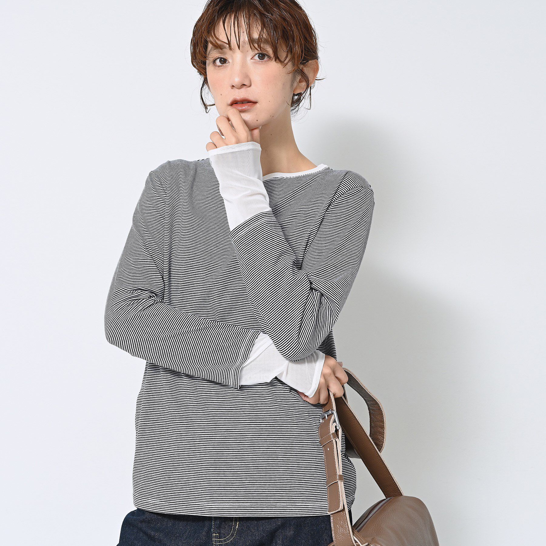 Dessin「【洗える】ドッキングチュールロンT」|Tシャツ・カットソー|ブラック(319)