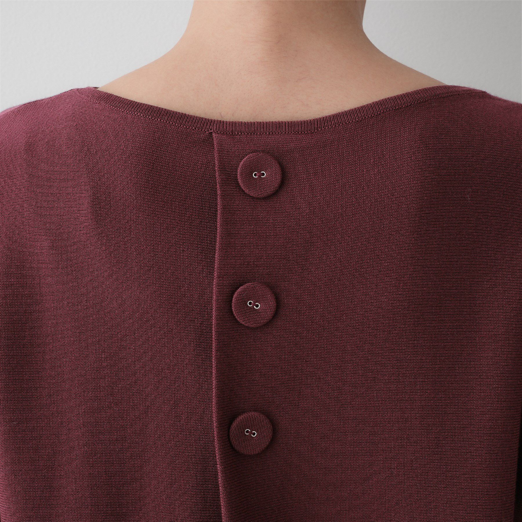 Dessin「【洗える】後ろボタンニットプルオーバー七分袖」|ニット・セーター|