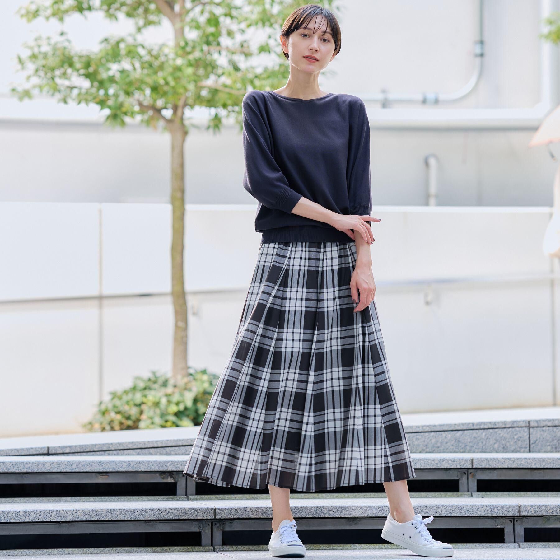 Dessin「【洗える】後ろボタンニットプルオーバー七分袖」|ニット・セーター|