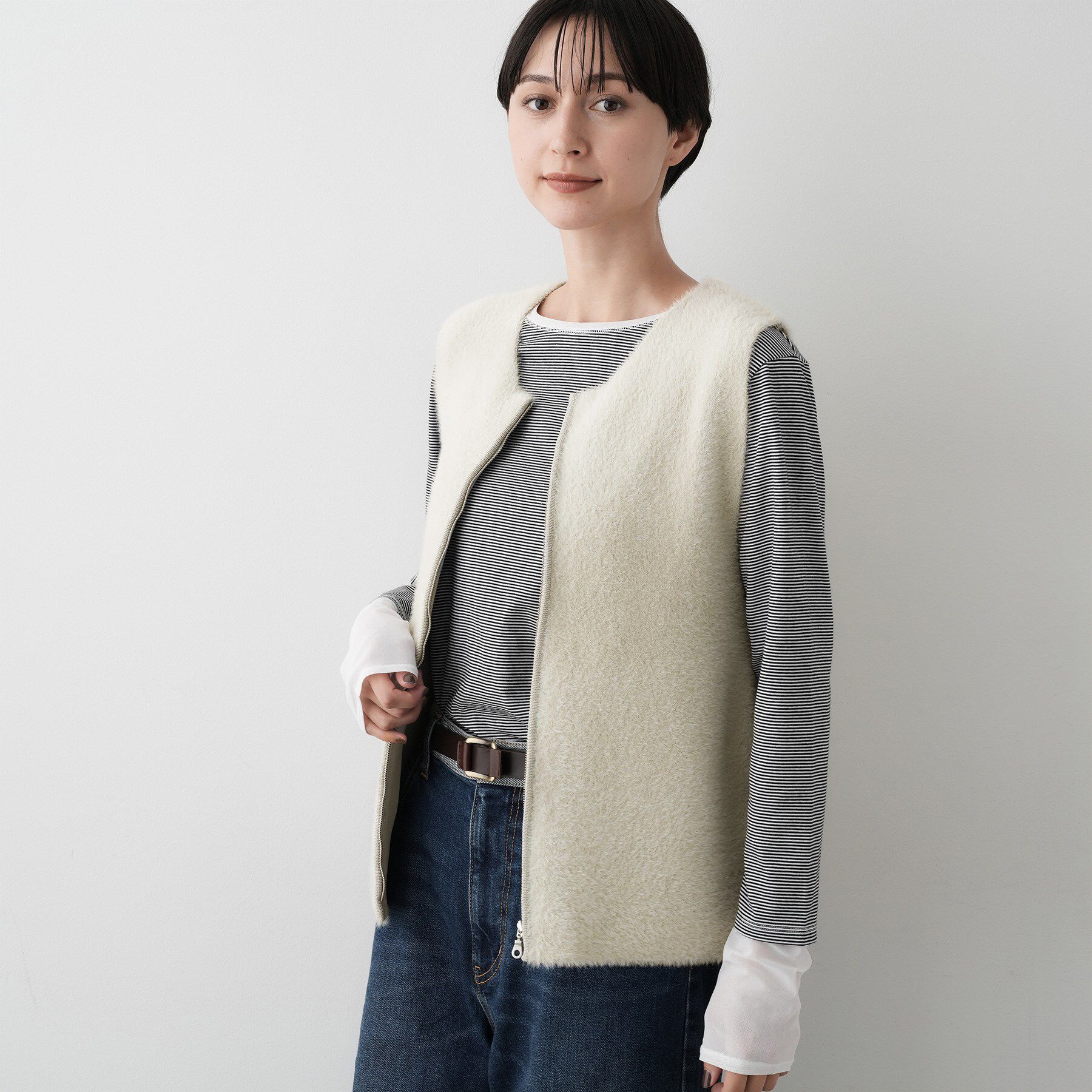 Dessin「【洗える】ファーヤーンジップジレ」|ベスト・ジレ|