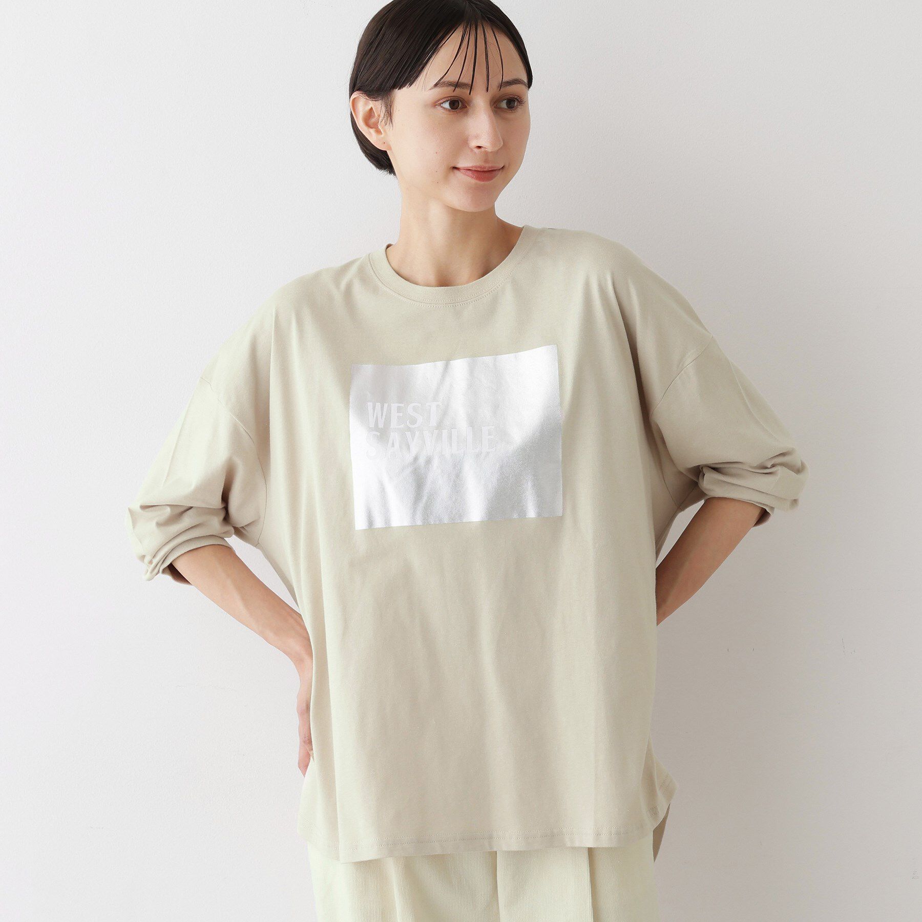 Dessin「【洗える】箔プリントロングTシャツ」|Tシャツ・カットソー|