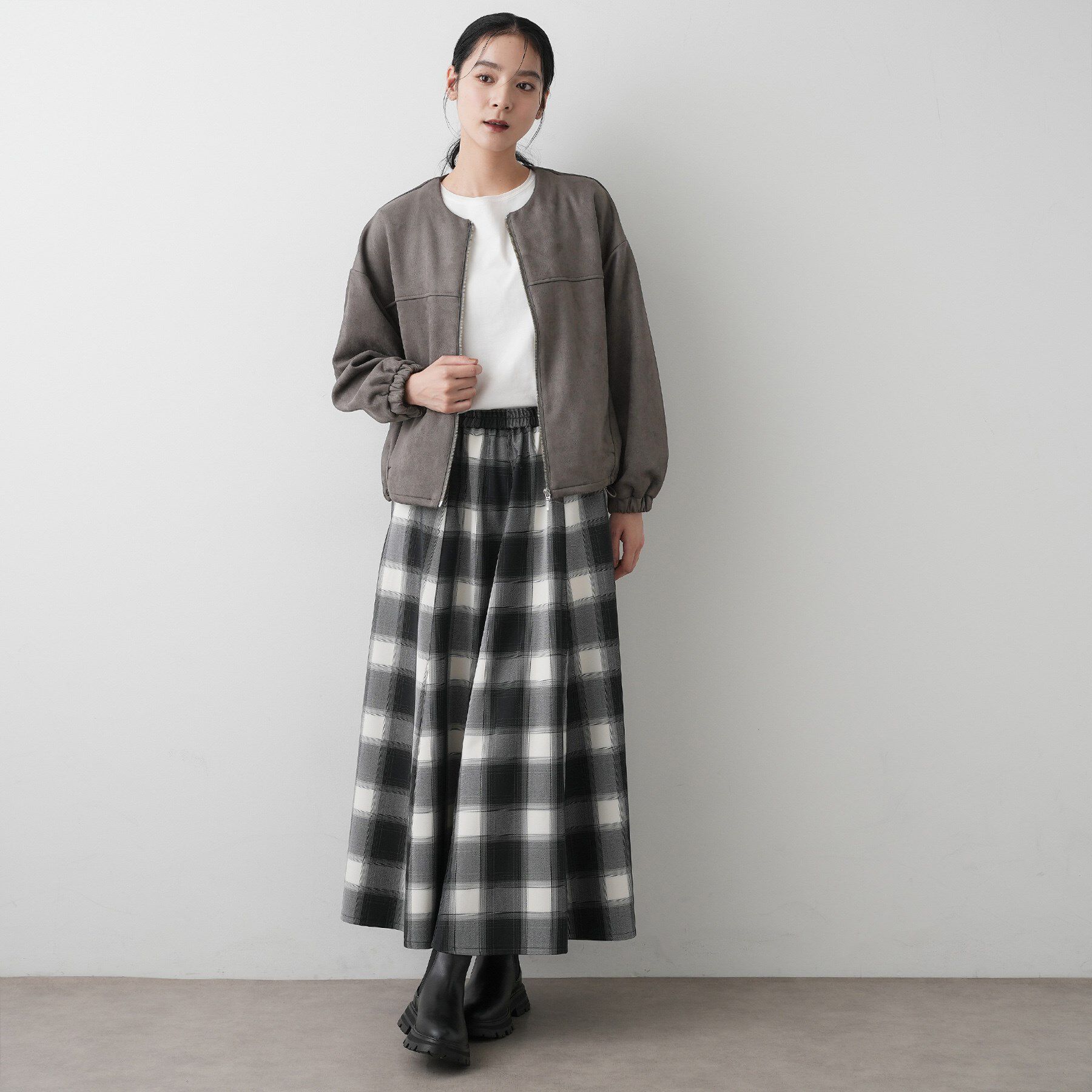 Dessin「【セットアップ可・洗える】マシュマロスウェードジップブルゾン」|ブルゾン・スタジャン|