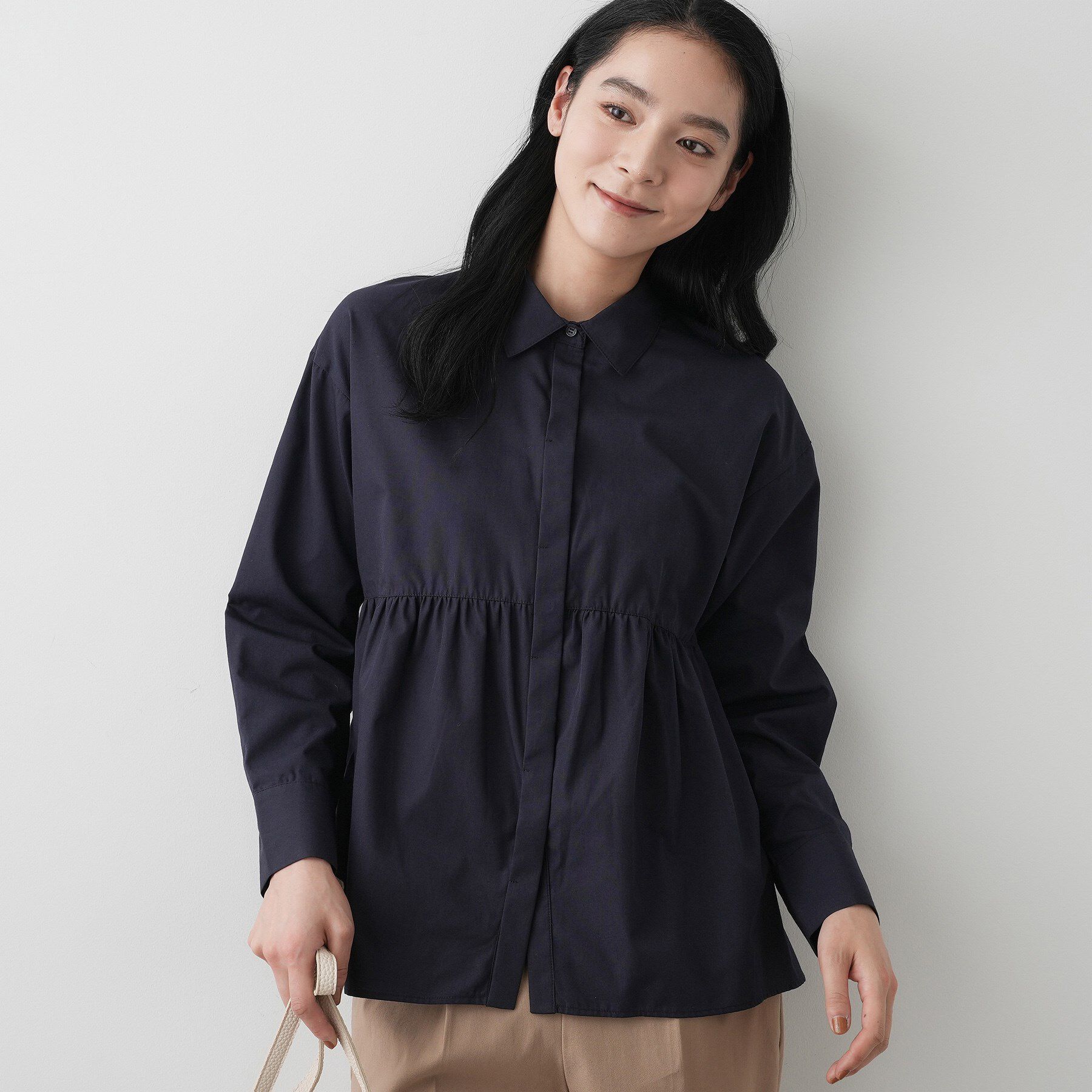 Dessin「【洗える】ペプラムブラウス」|シャツ・ブラウス|ネイビー(094)