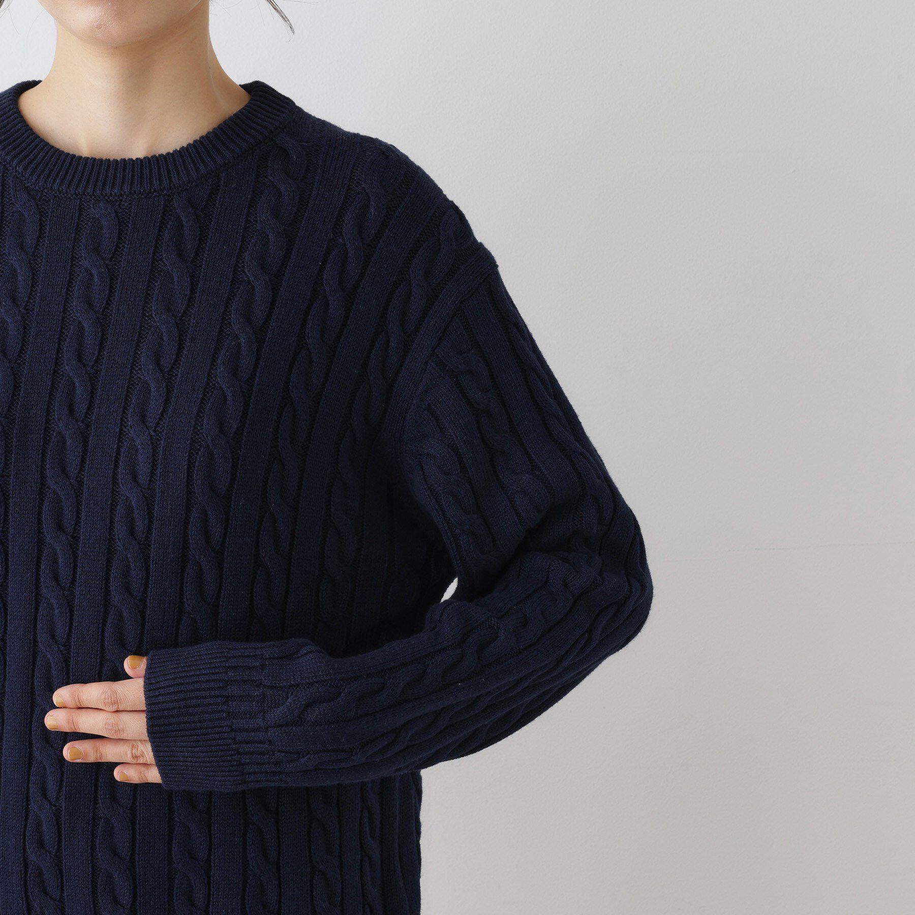 Dessin「【ユニセックス・洗える】クルーネックケーブルニット」|ニット・セーター|