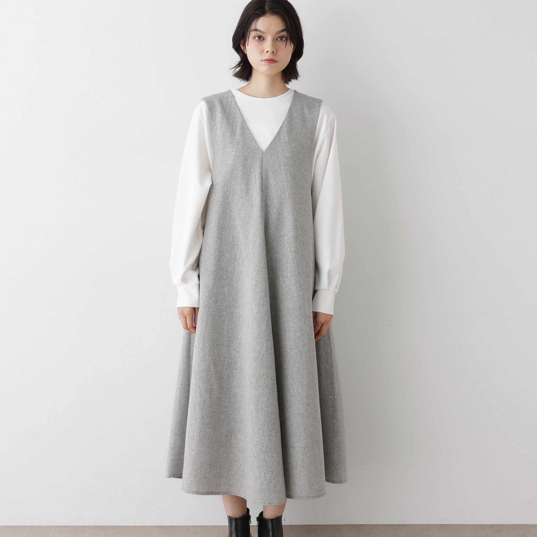 Dessin「【洗える】Vネックジャンパースカート」|ワンピース|