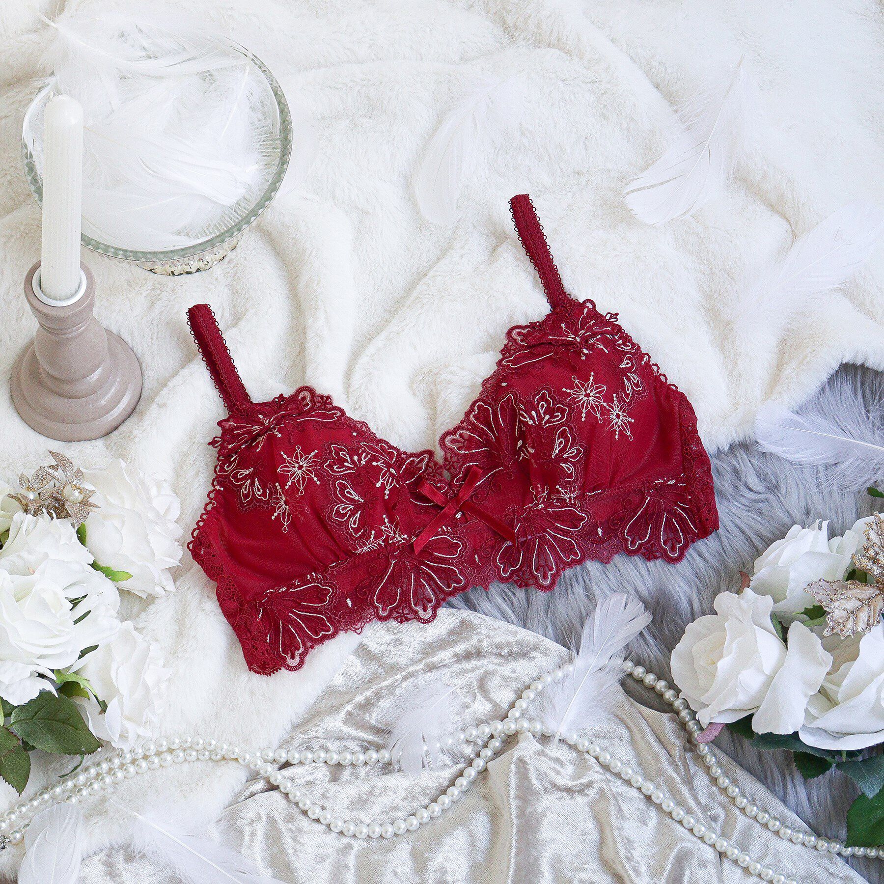 Risa Magli「カロリーネ ソフトブラ」|インナー|レッド(061)