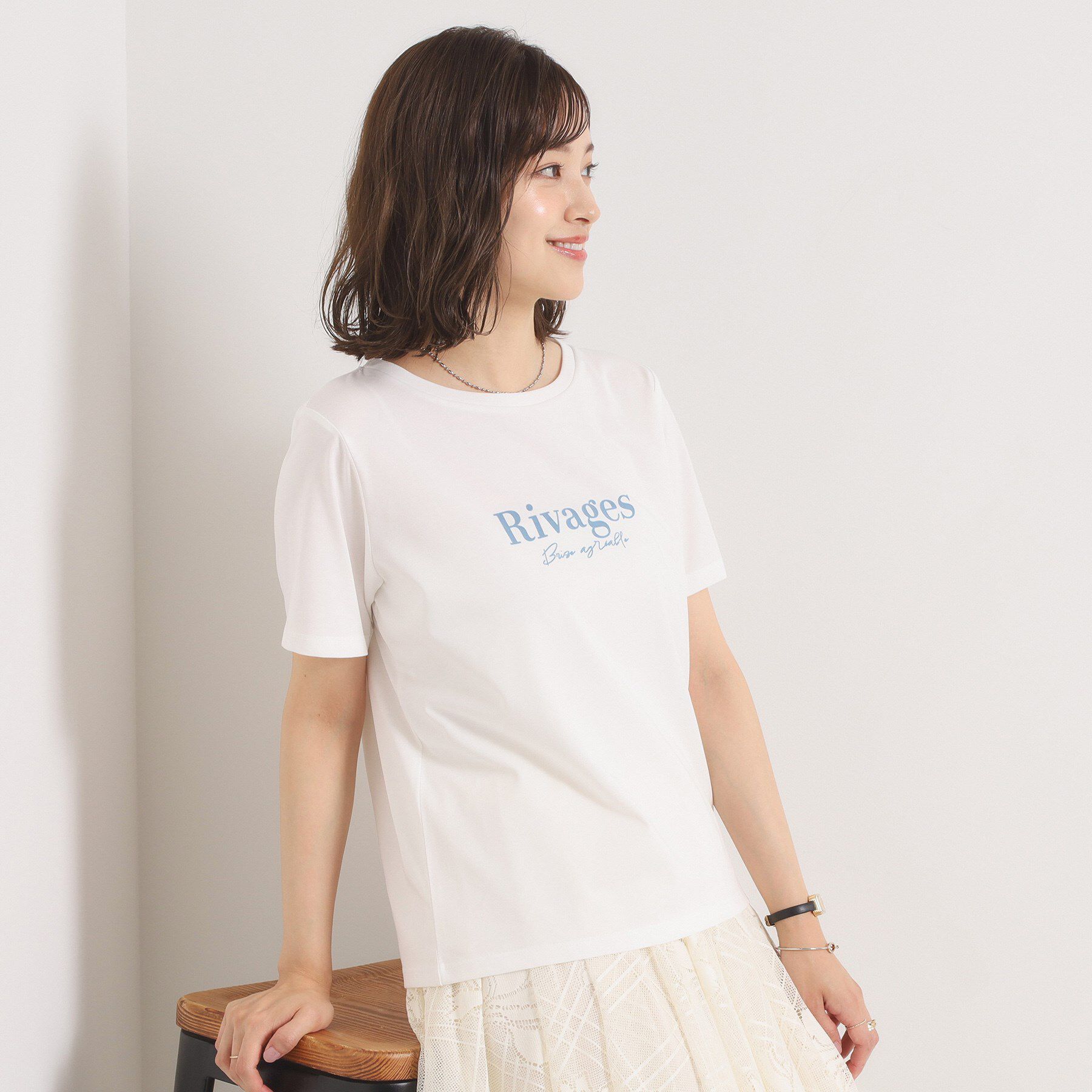 ITS&rsquo;DEMO「【接触冷感／洗濯機OK】フロッキープリントTシャツ」|Tシャツ・カットソー|オフホワイト(103