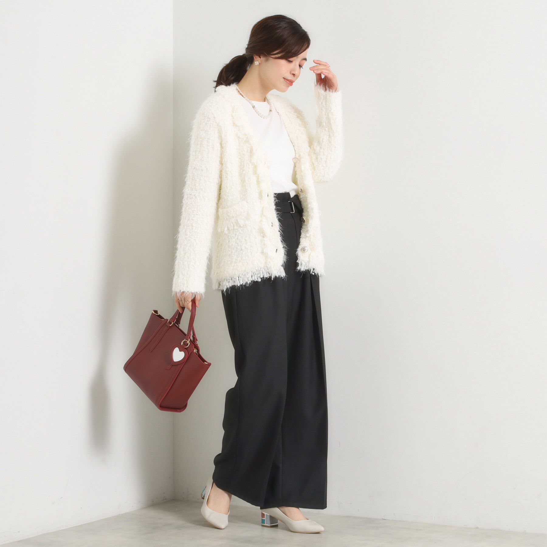 ITS&rsquo;DEMO「ファンシーヤーンニットジャケット」|ノーカラージャケット|