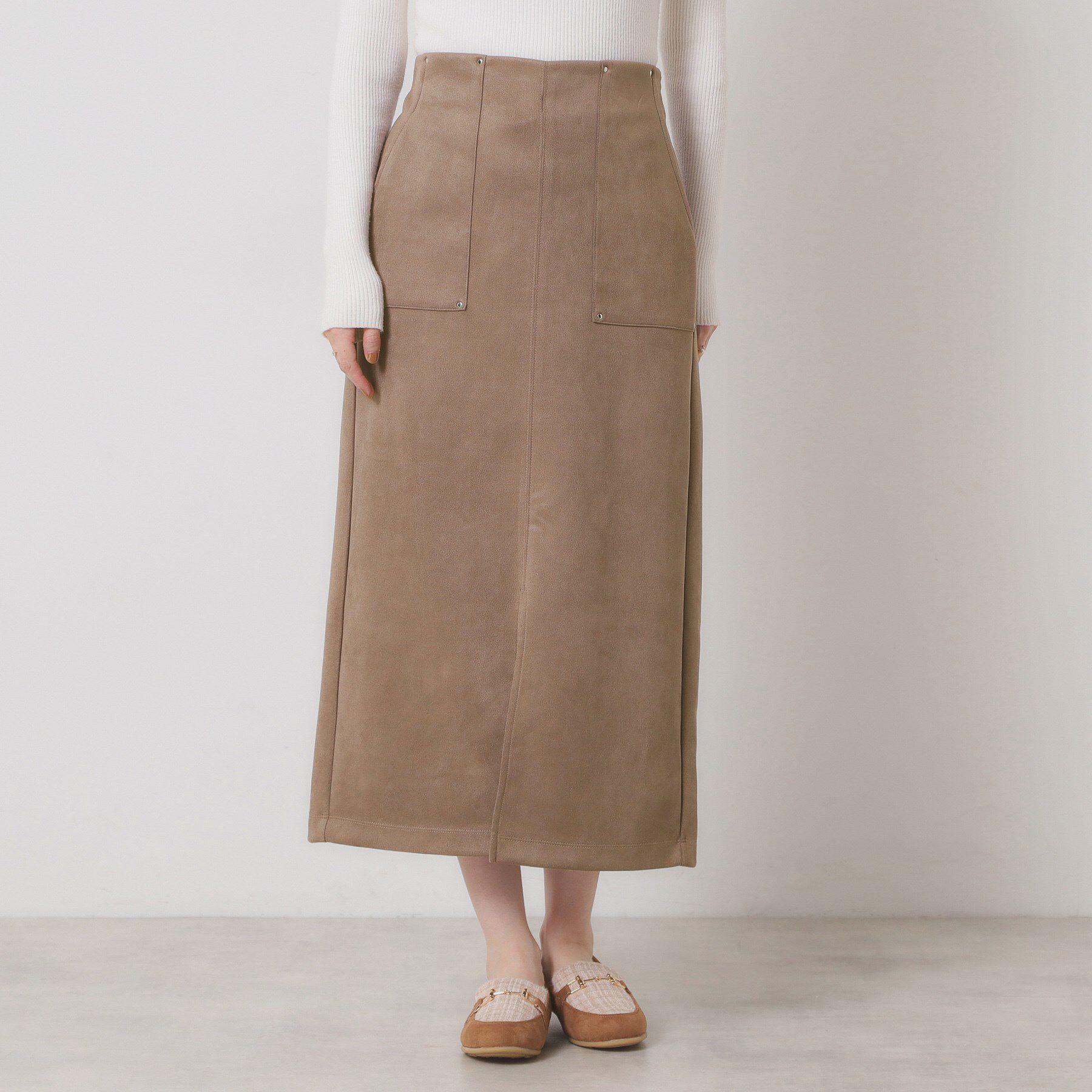 ITS&rsquo;DEMO「【マシンウォッシャブル／ウエストゴム】カットスエードスカート」|スカート|