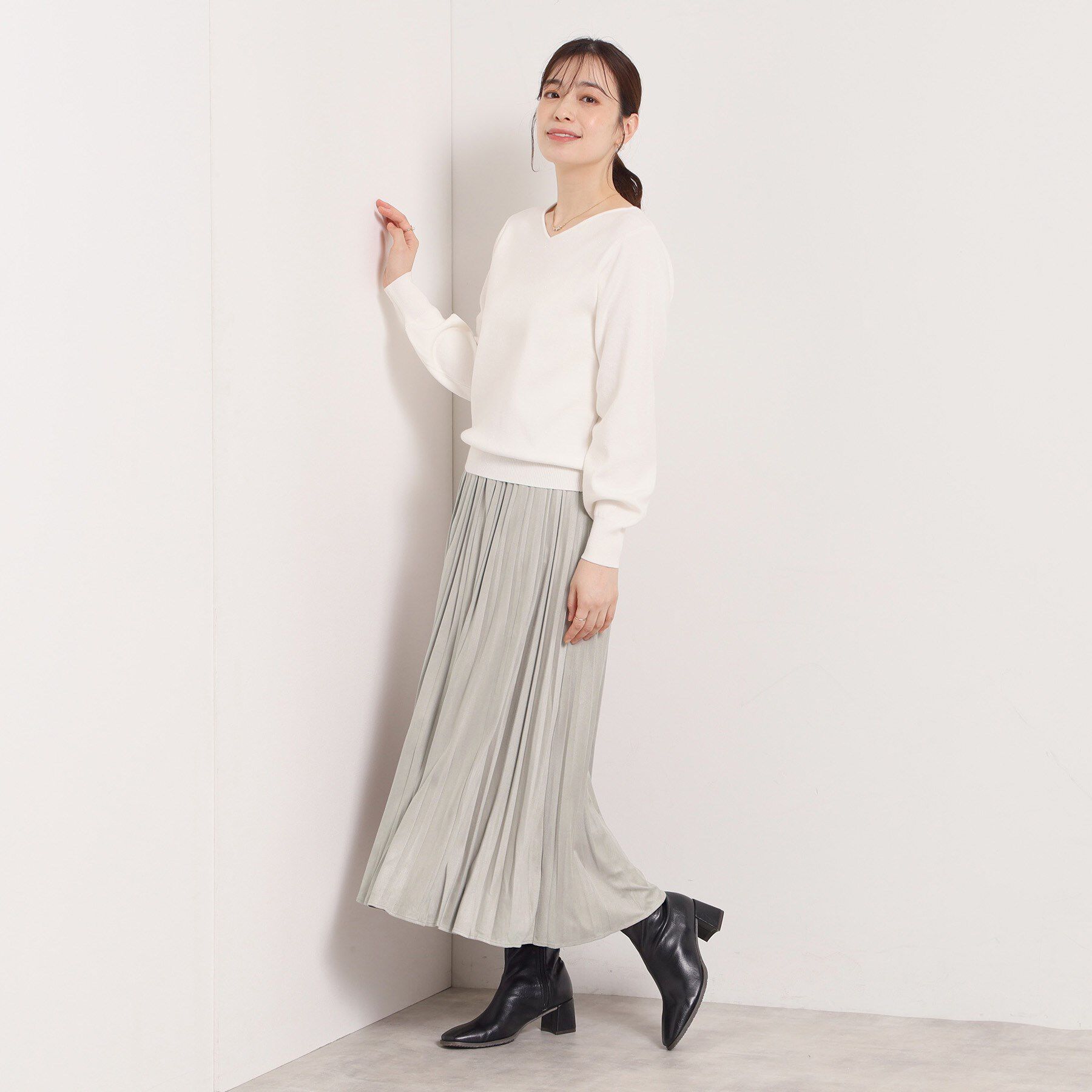 ITS&rsquo;DEMO「【手洗い可/ウエストゴム】フェイクスエードプリーツスカート」|スカート|