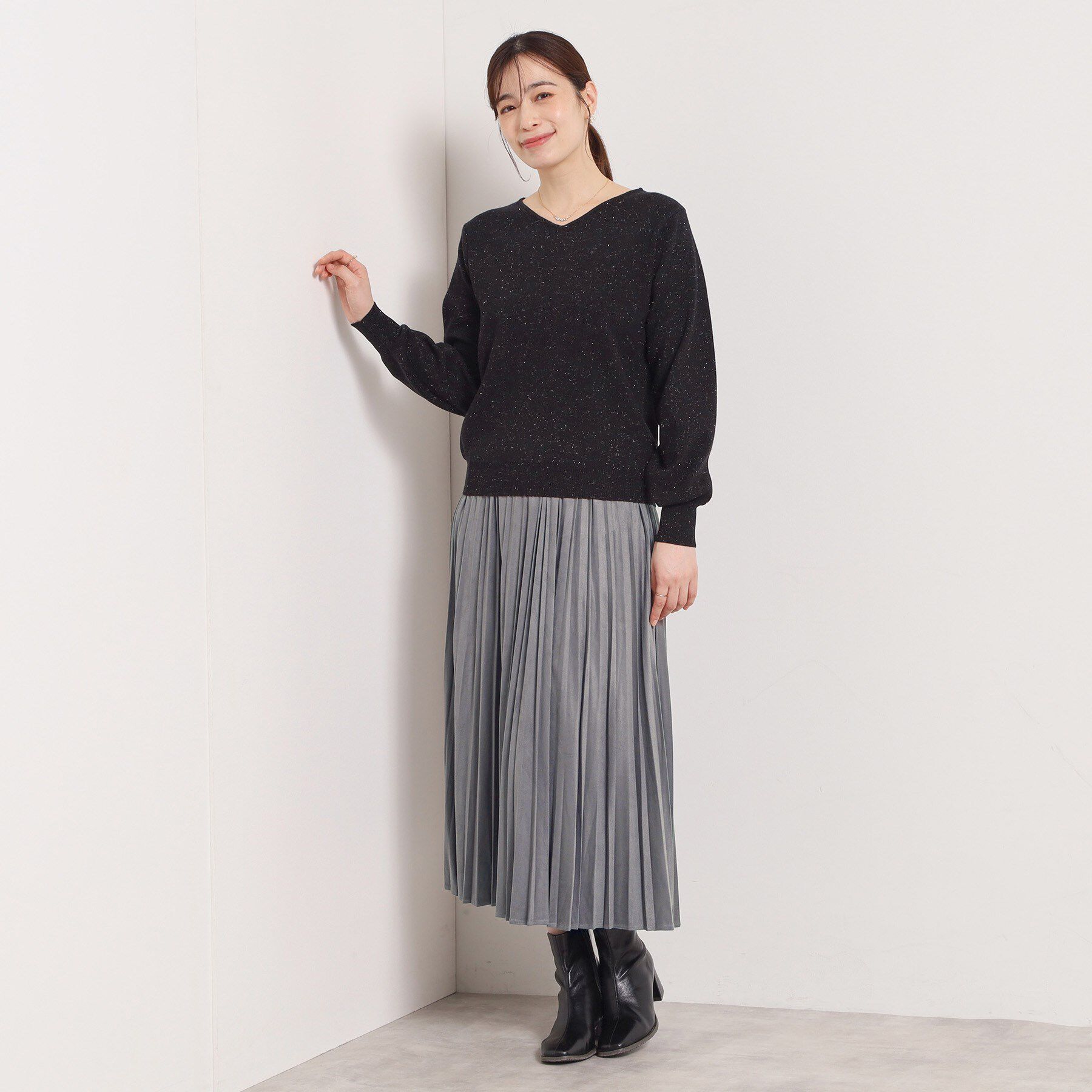 ITS&rsquo;DEMO「【手洗い可/ウエストゴム】フェイクスエードプリーツスカート」|スカート|