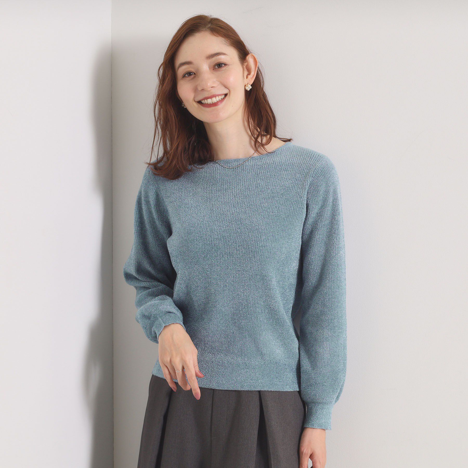 ITS&rsquo;DEMO「【毛玉防止／洗濯機OK】ボートネックモールニット」|ニット・セーター|ミントグリーン(02