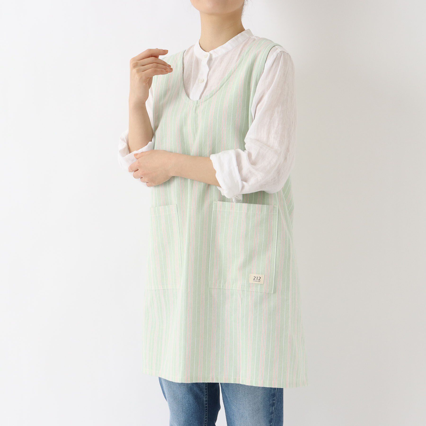 212 KITCHEN STORE「ダブルストライプ フルエプロン GR ＜212Kオリジナル＞」|食器・キッチングッズ|その他