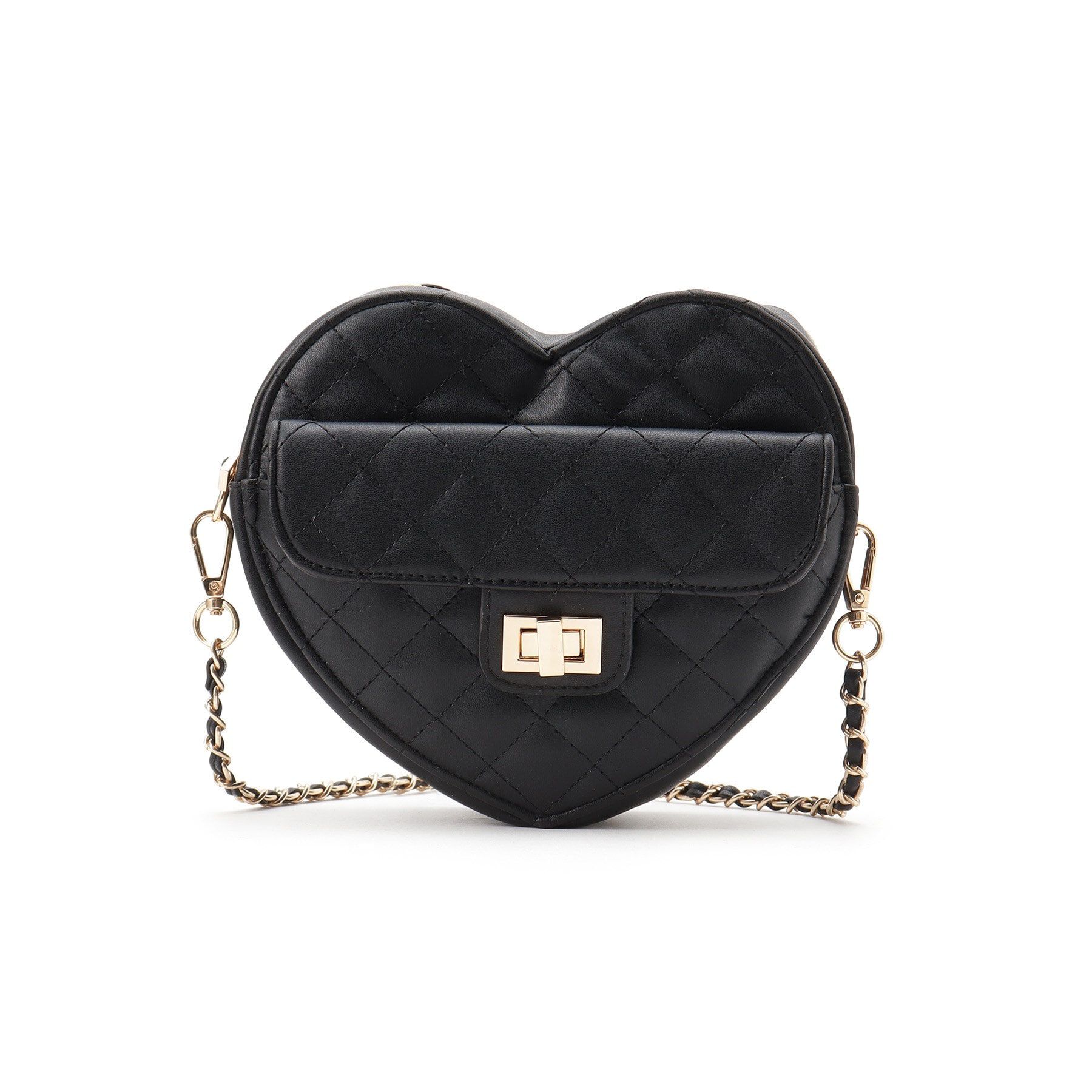 Ober Tashe「ハート キルト チェーンベルト ショルダーバッグ」|ショルダー・メッセンジャー|ブラック(019)