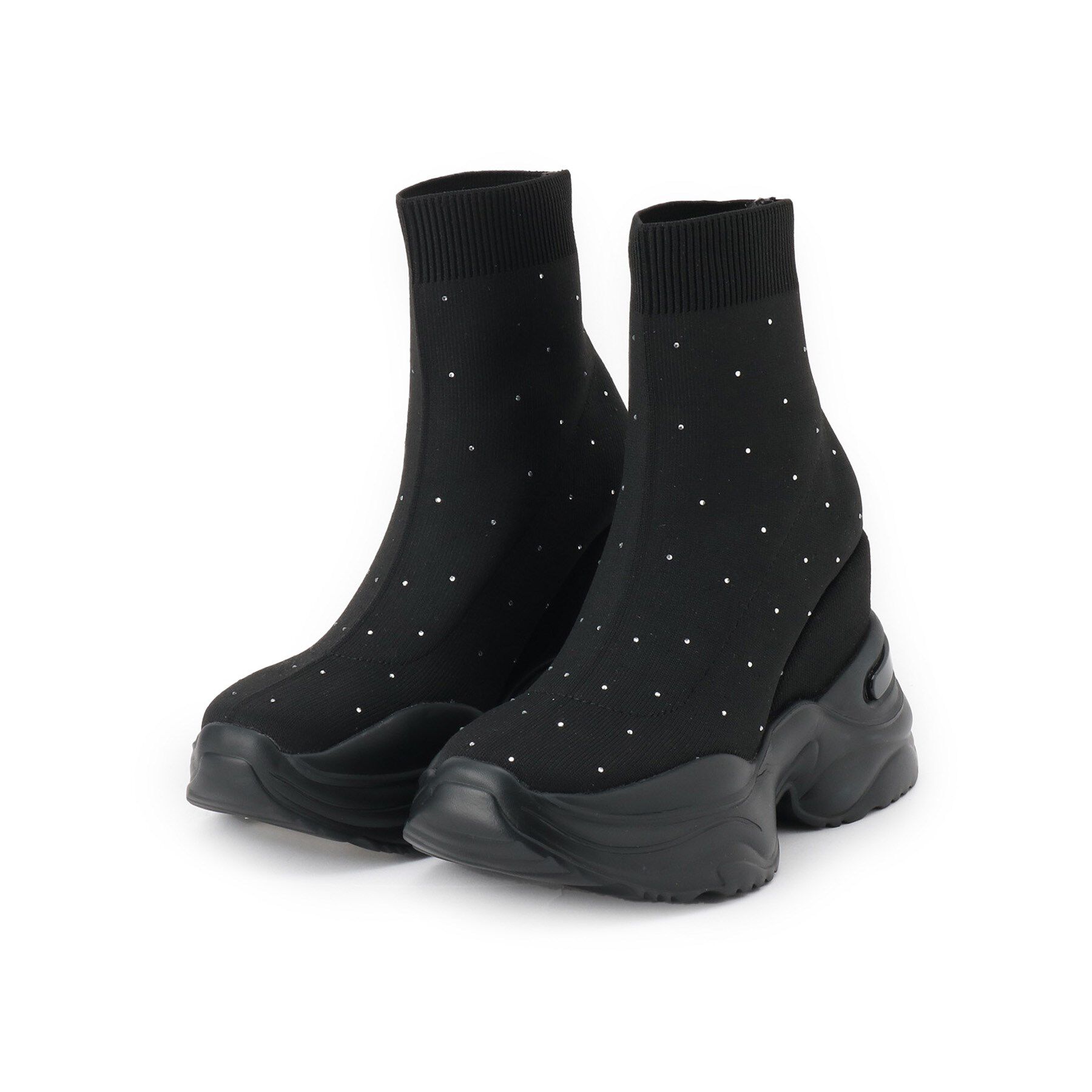 ESPERANZA「【EC先行販売】スニーカーソールラインストーンニットブーツ」|ショートブーツ|