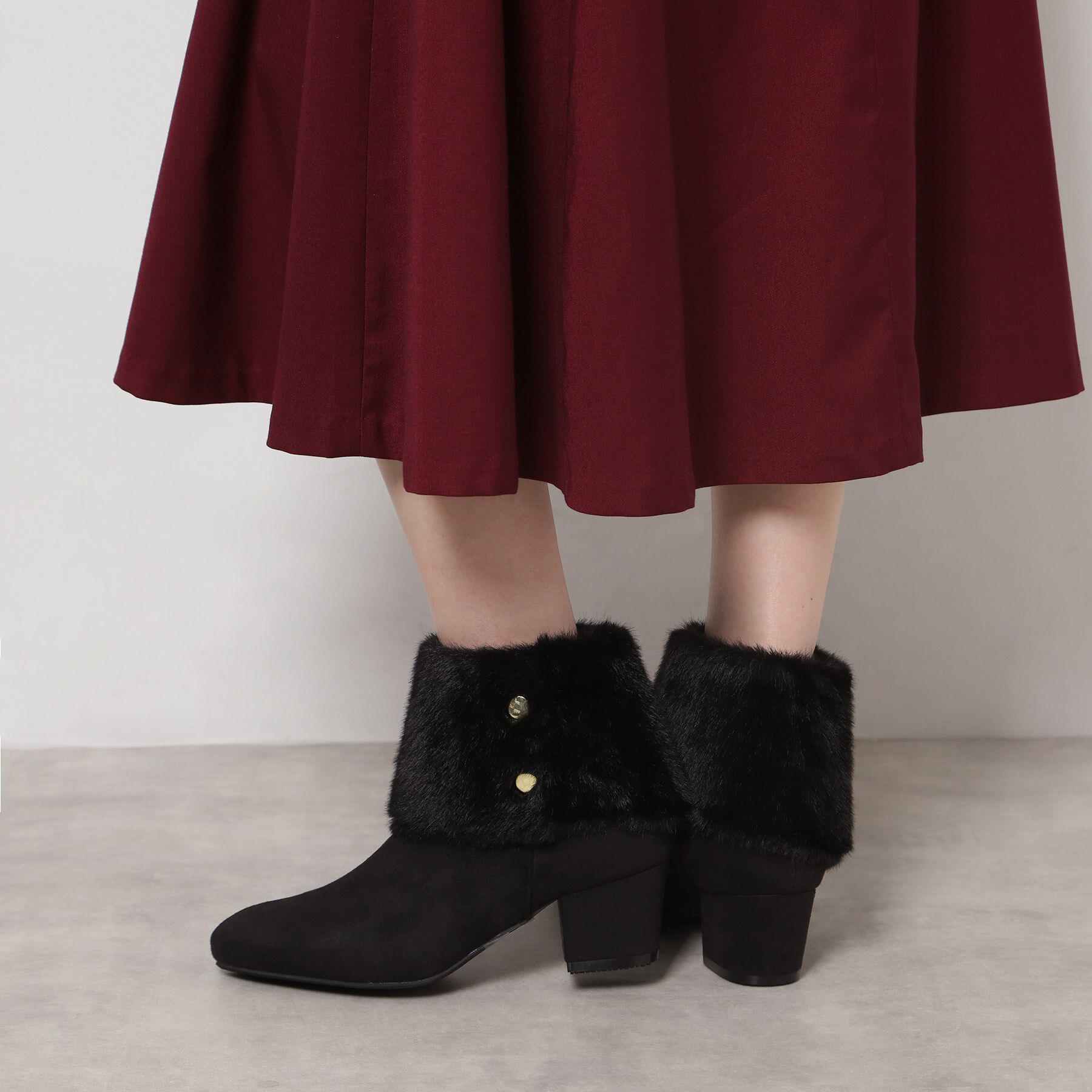 ESPERANZA「2WAYフェイクファー付きショートブーツ」|ショートブーツ|