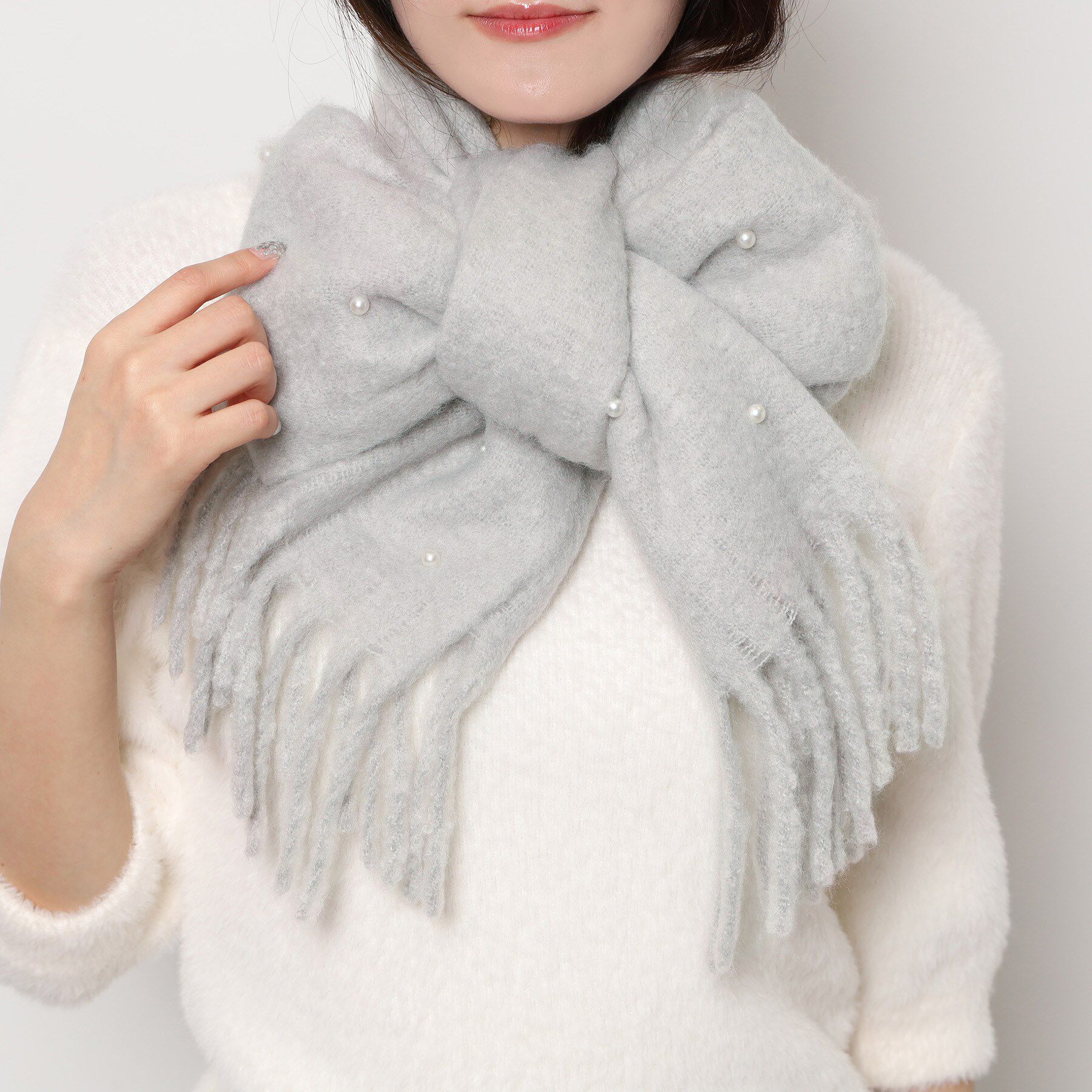 Ober Tashe「フェイクパール付ストール」|ストール|