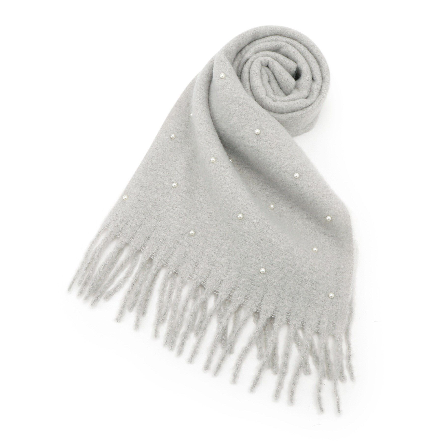 Ober Tashe「フェイクパール付ストール」|ストール|グレー(012)
