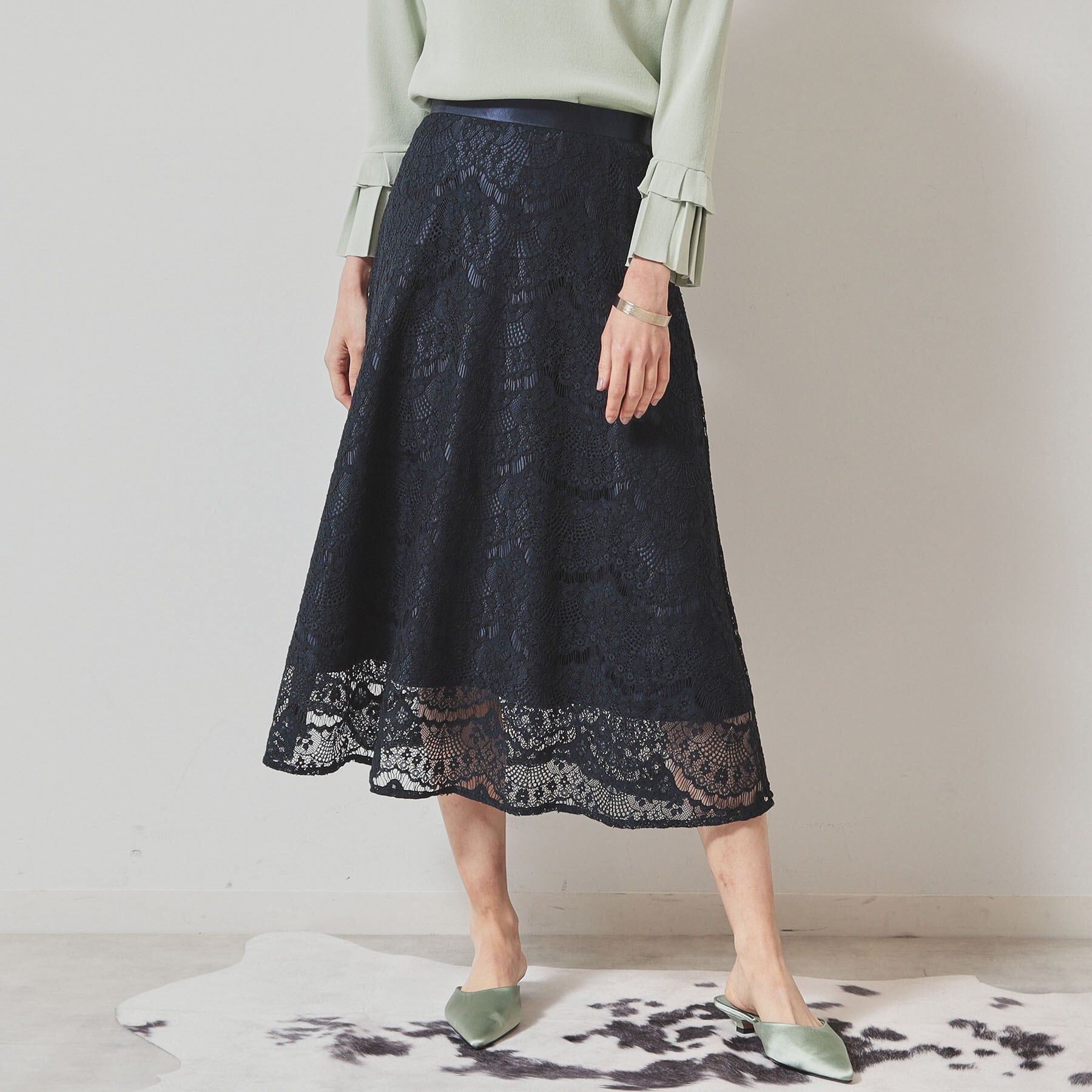 SunaUna「【セットアップ可／S～L】ふんわりフレアスカート」|スカート|ネイビー(094)