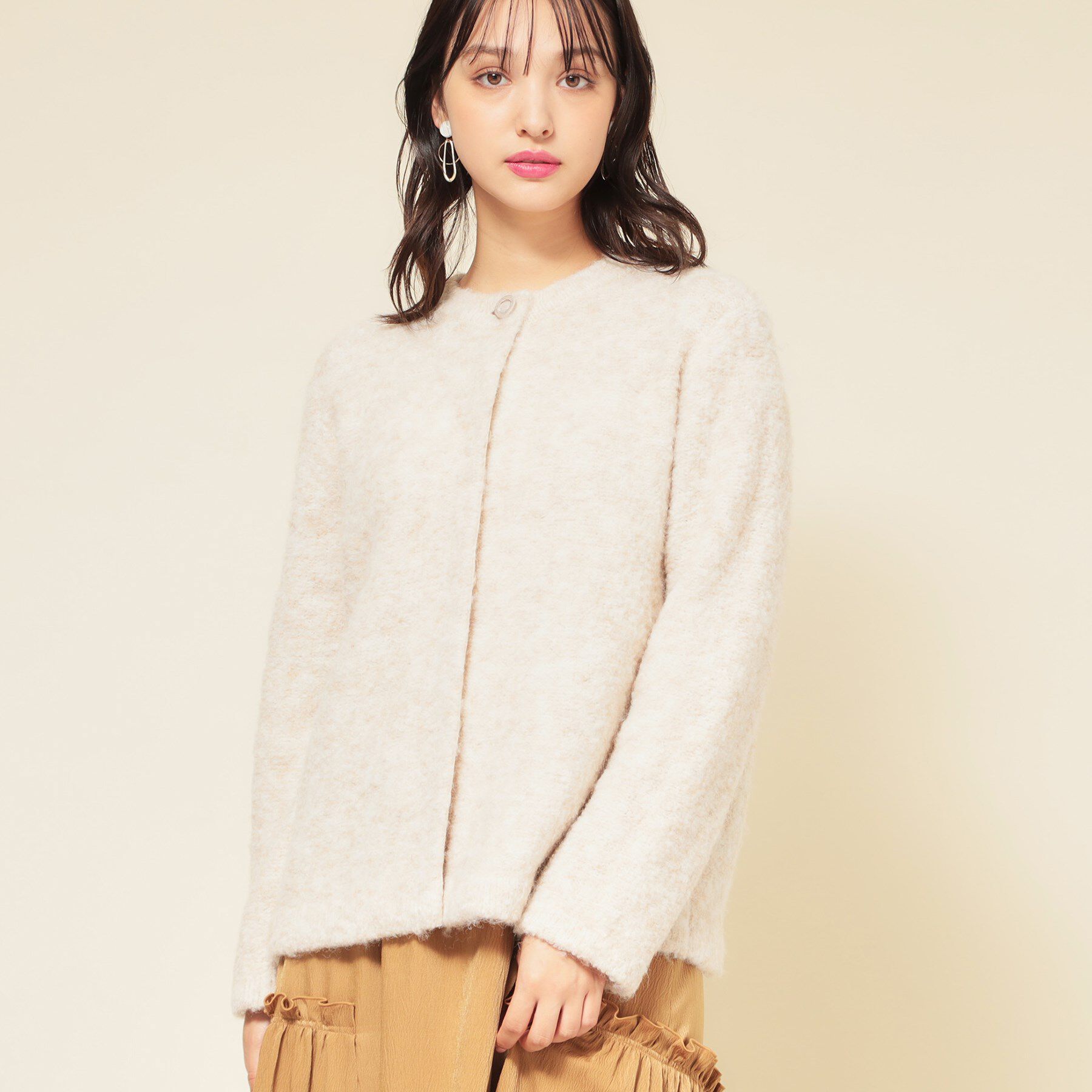 SunaUna「【ループヤーン／ふんわり】ミドル丈カーディガン」|カーディガン|