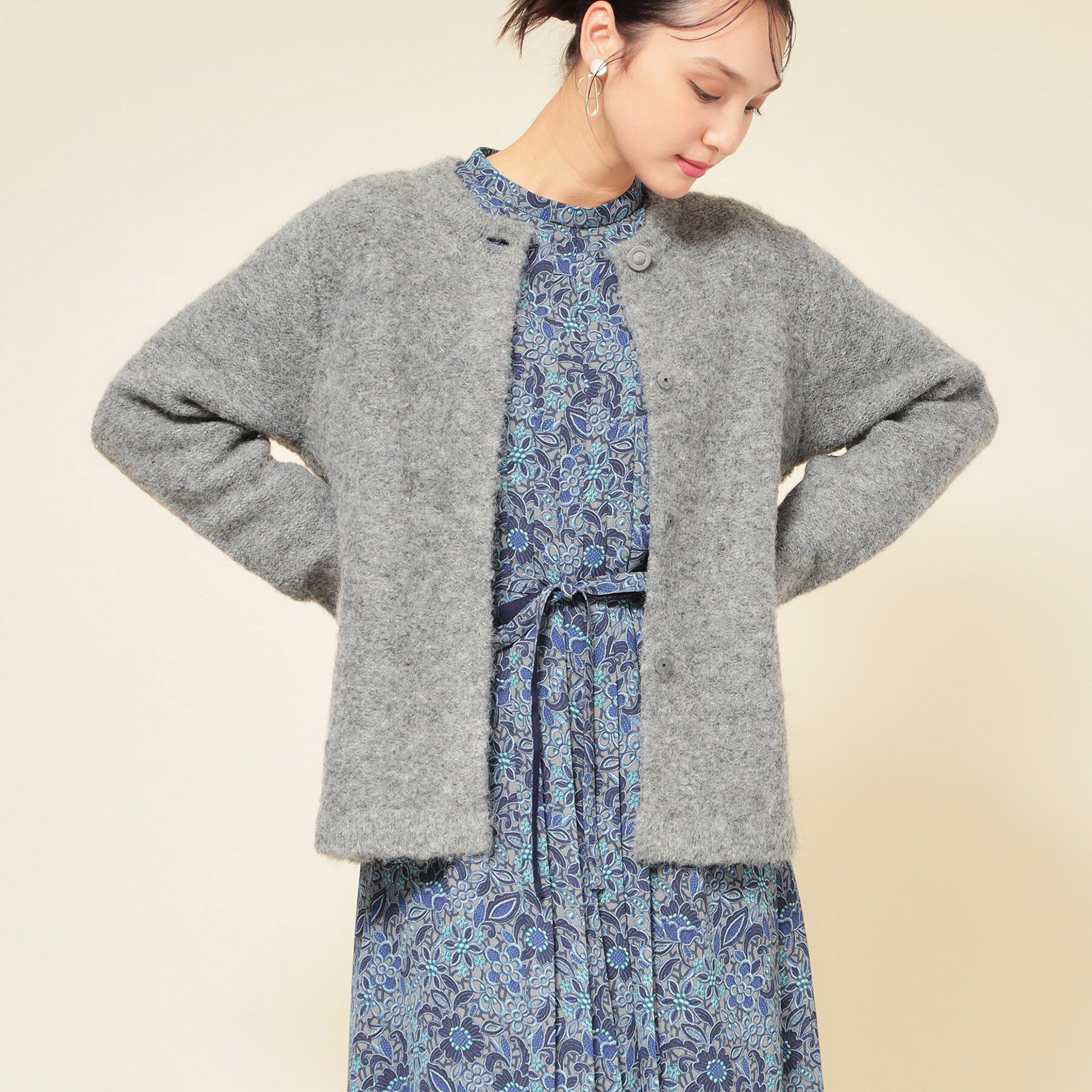 SunaUna「【ループヤーン／ふんわり】ミドル丈カーディガン」|カーディガン|