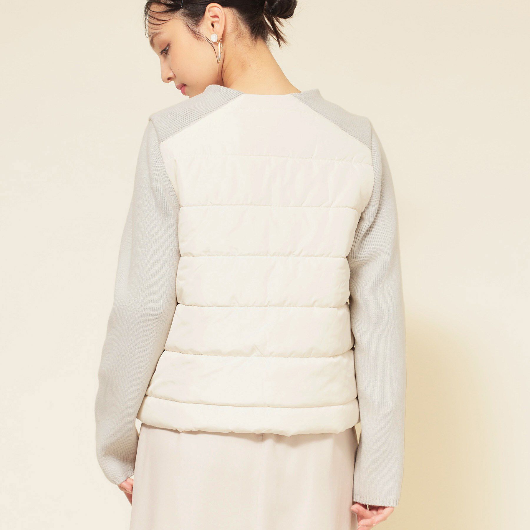 SunaUna「【中綿／キルト】ノーカラーブルゾン」|ノーカラージャケット|