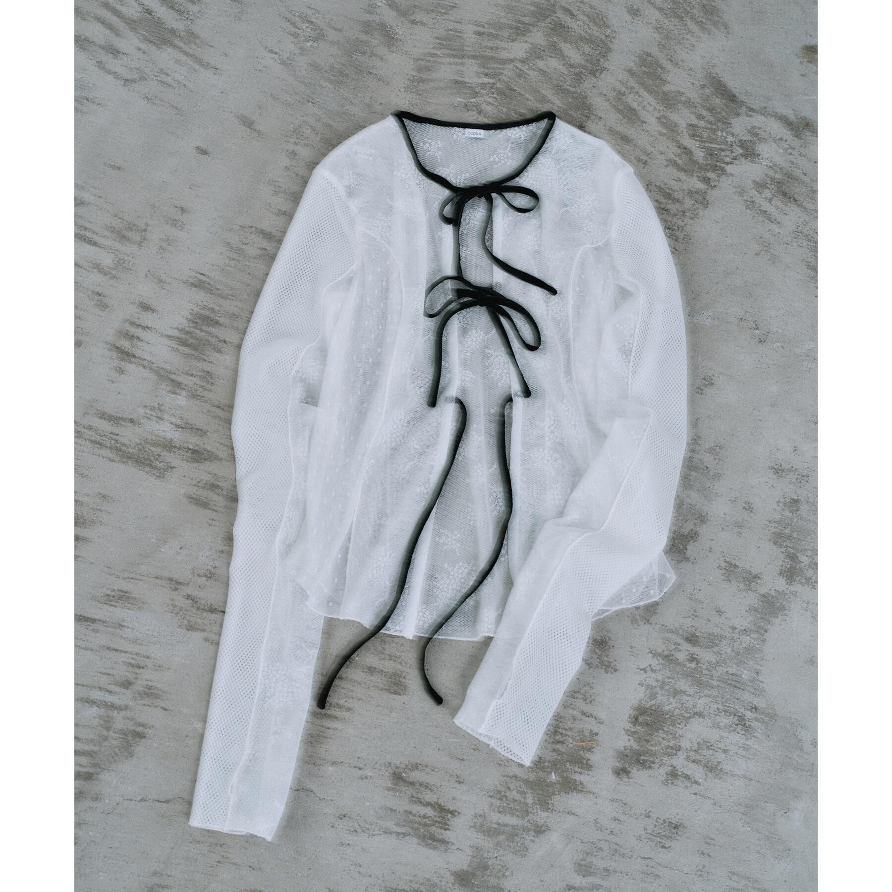 CODE A「tulle lace ribbon blouse」|シャツ・ブラウス|