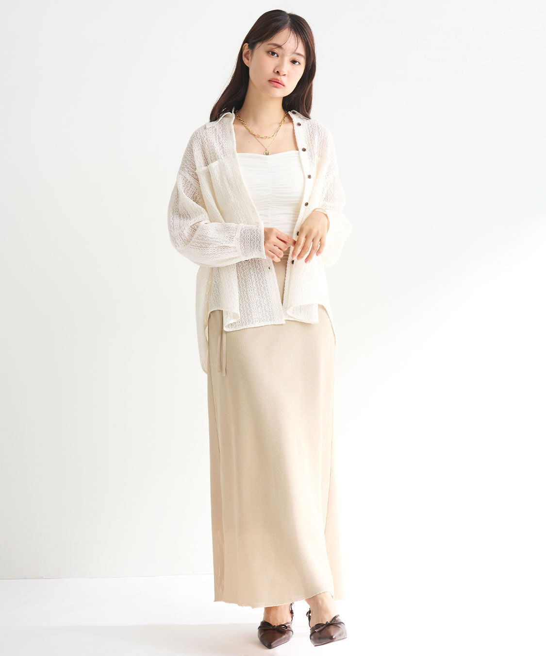 COCO DEAL「リネンライクツィードバイアススカート」|スカート|ベージュ