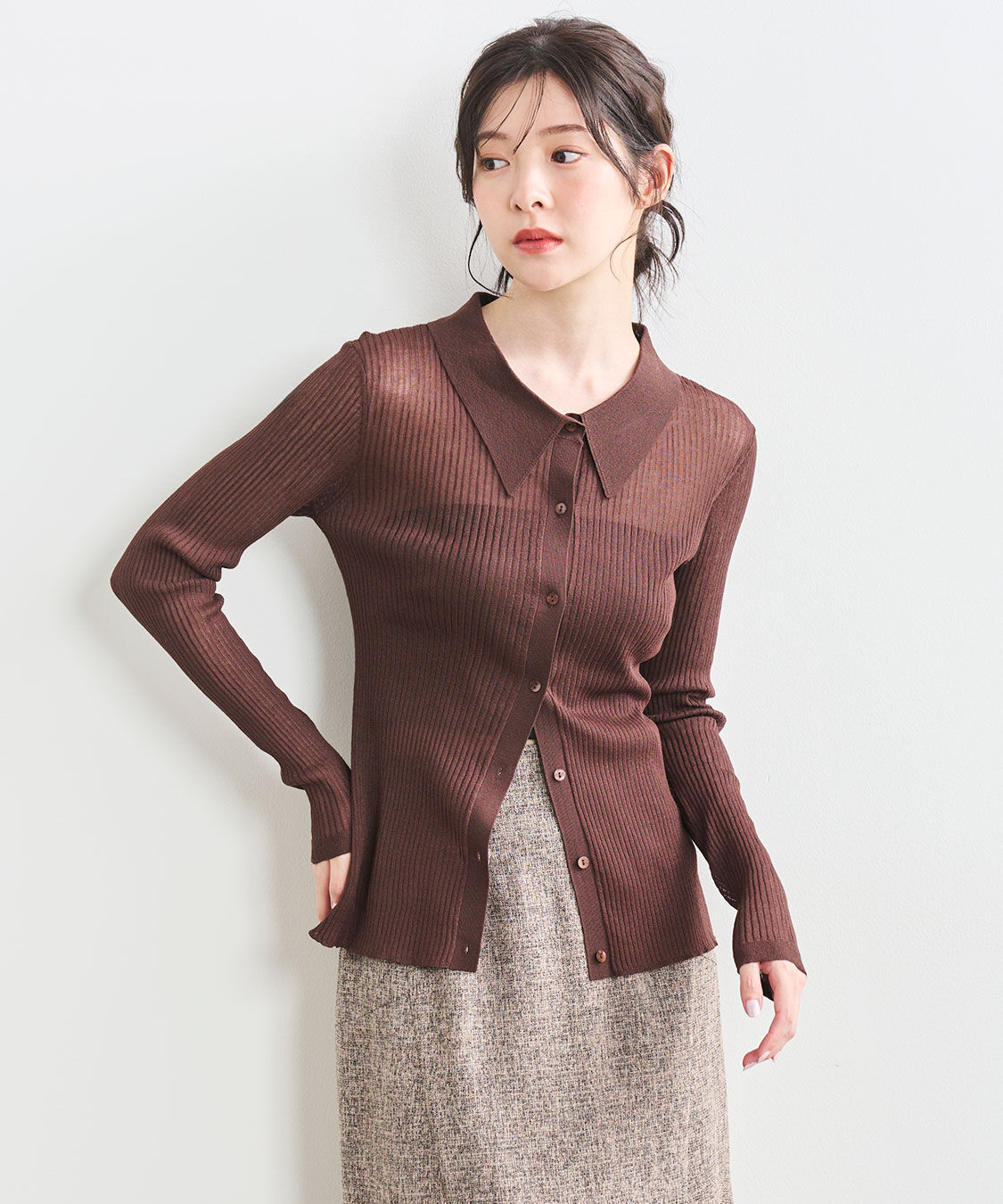 COCO DEAL「シアーニットシャツ」|シャツ・ブラウス|