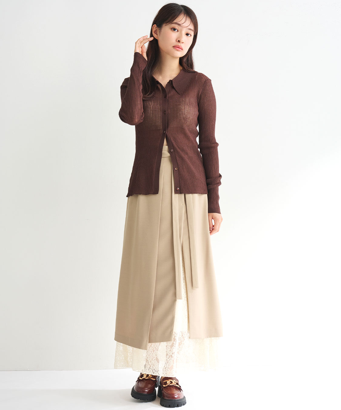 COCO DEAL「シアーニットシャツ」|シャツ・ブラウス|