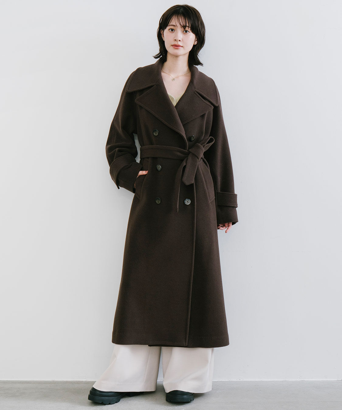 COCO DEAL「ビッグカラーロングトレンチコート」|トレンチコート|ブラウン