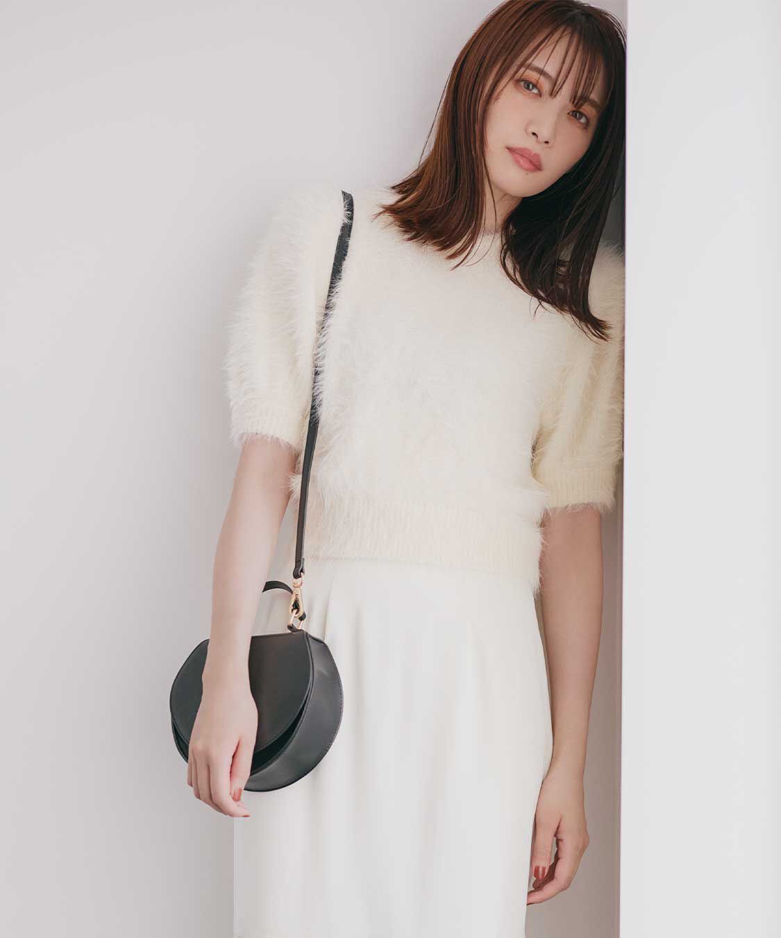 COCO DEAL「半袖フェザーニット」|ニット・セーター|アイボリー