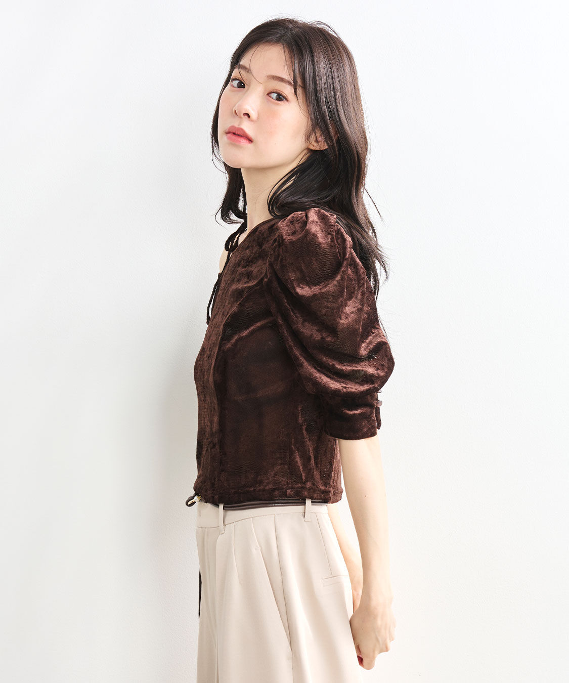 COCO DEAL「ワンショルダーベロアトップス」|Tシャツ・カットソー|