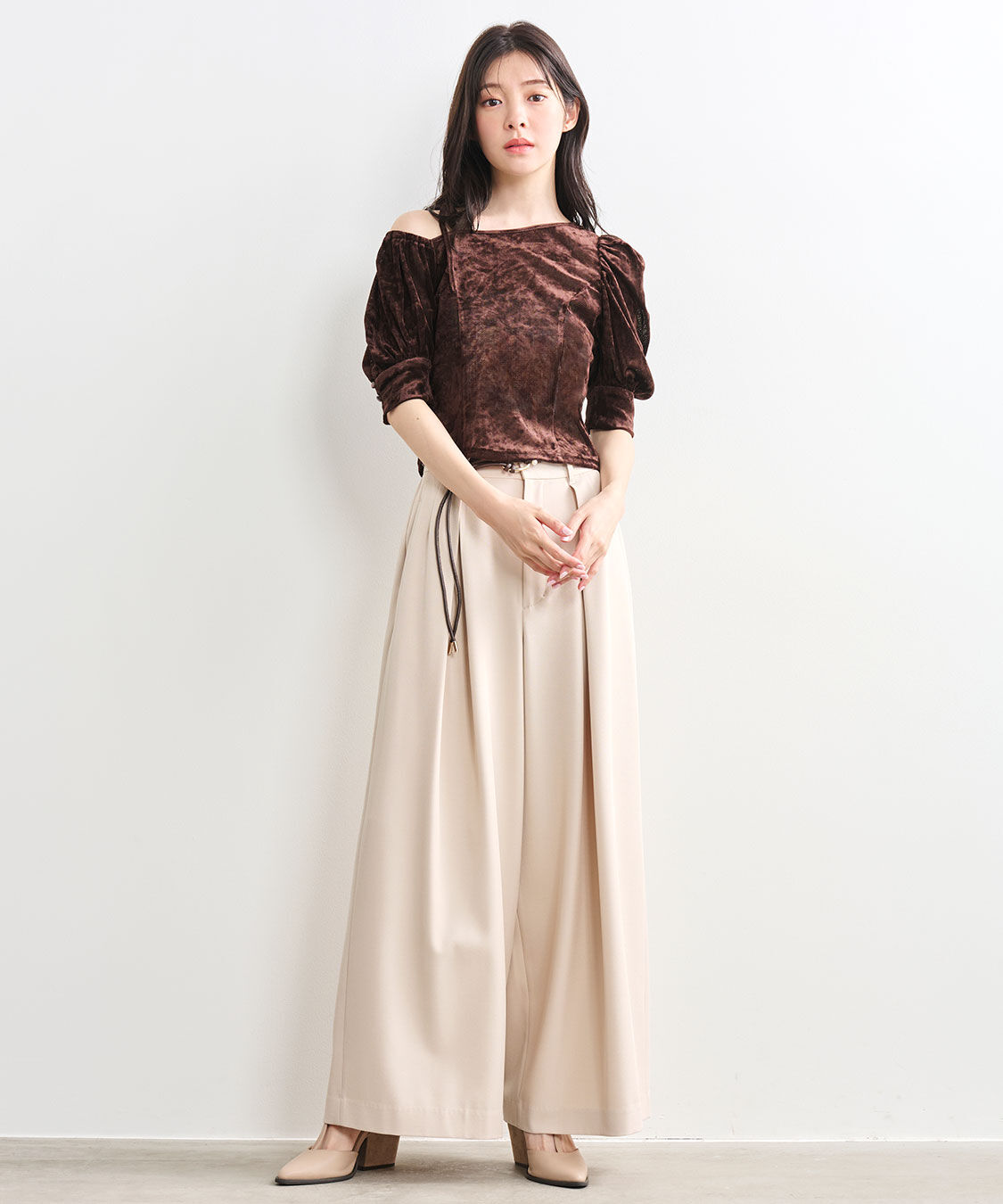 COCO DEAL「ワンショルダーベロアトップス」|Tシャツ・カットソー|