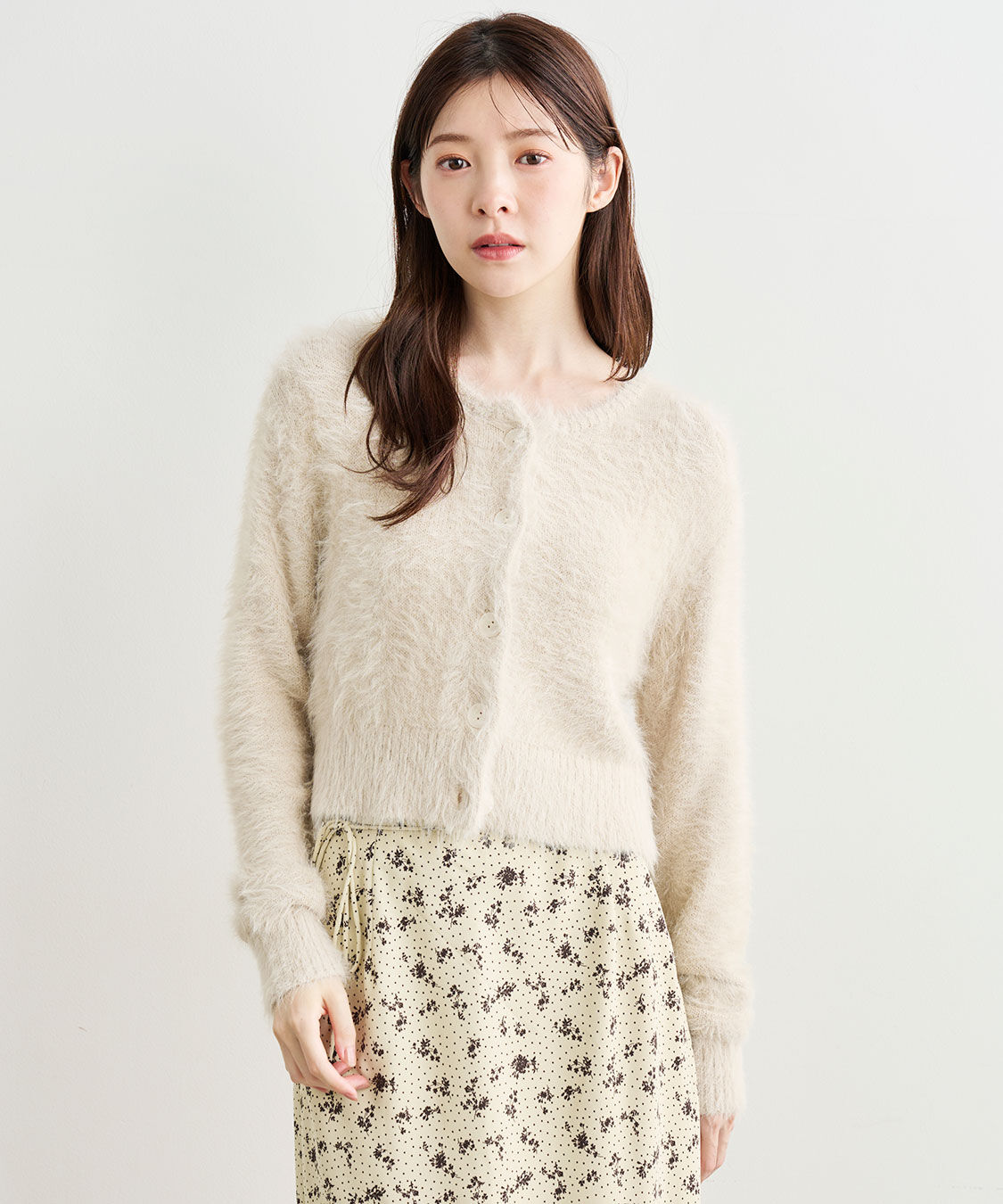 COCO DEAL「フェザーコンパクトニットカーディガン」|ニット・セーター|ベージュ