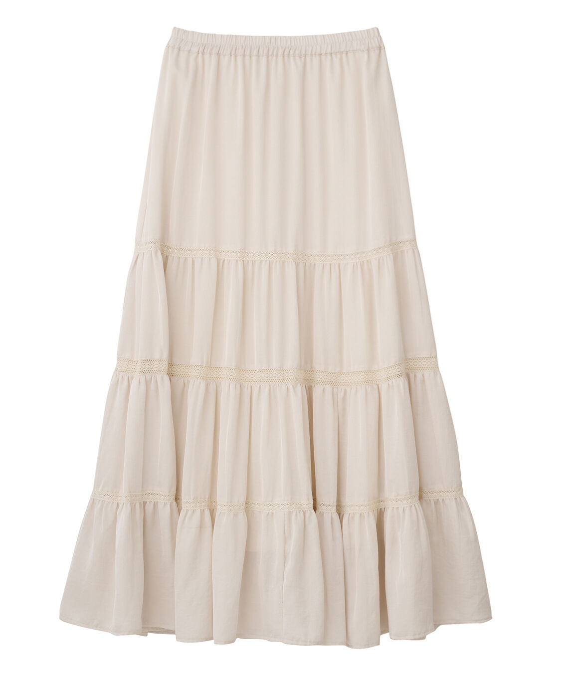 COCO DEAL「レース切替ティアードサテンスカート」|スカート|